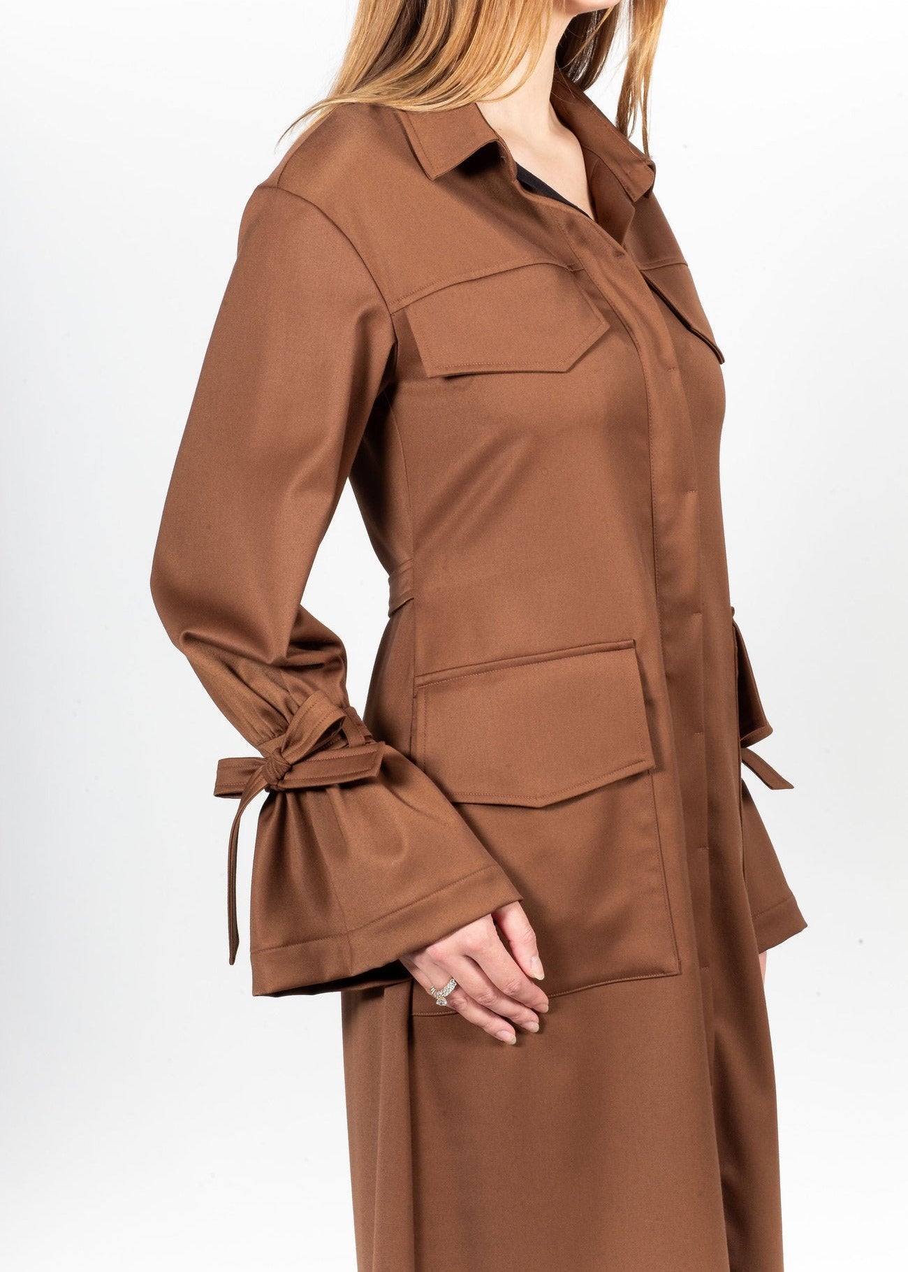 The Lisbon Maxi Shirt Dress (Brown) - Goreea Designs