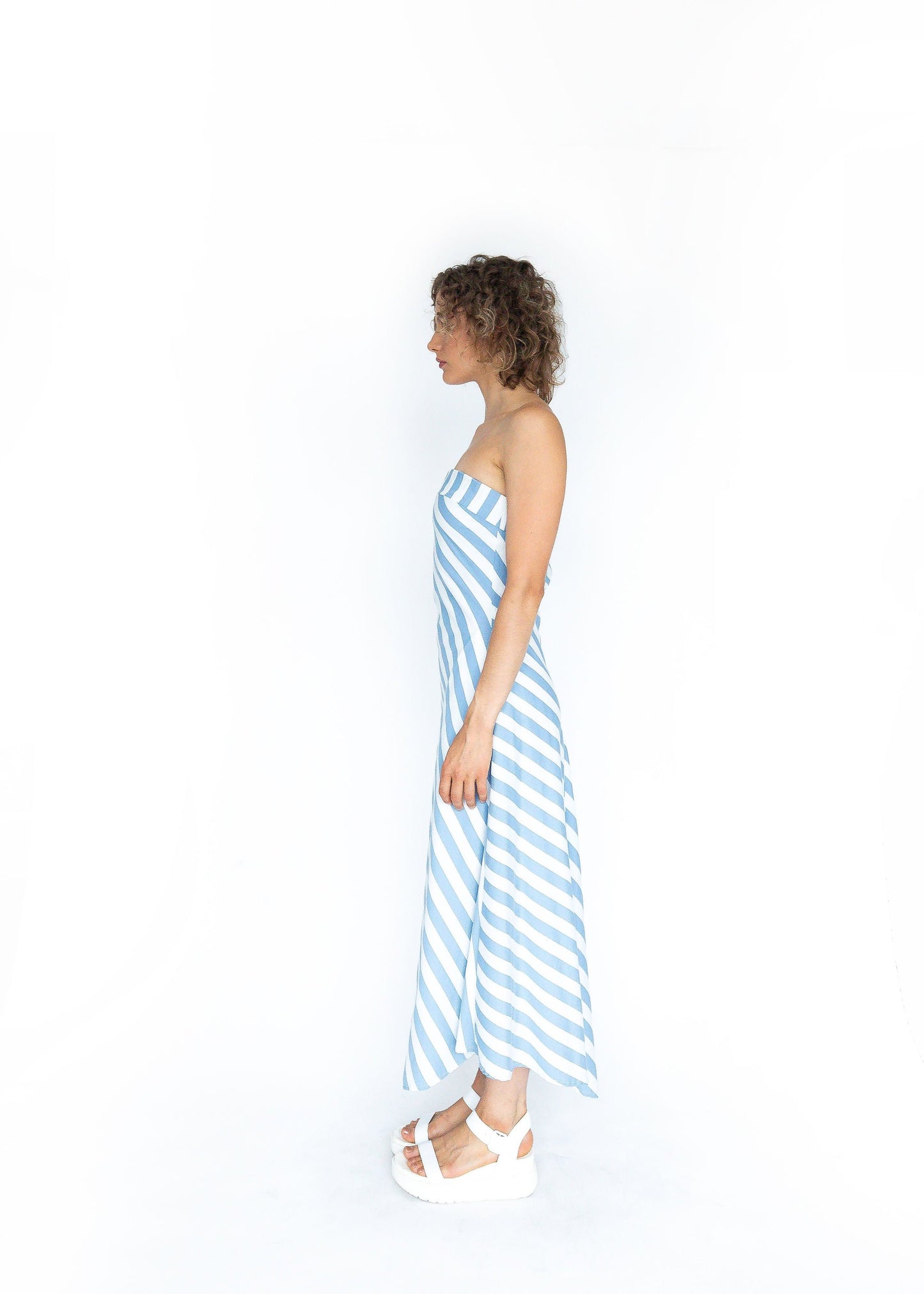 GERTRUDE DRESS (Blue Stripes)