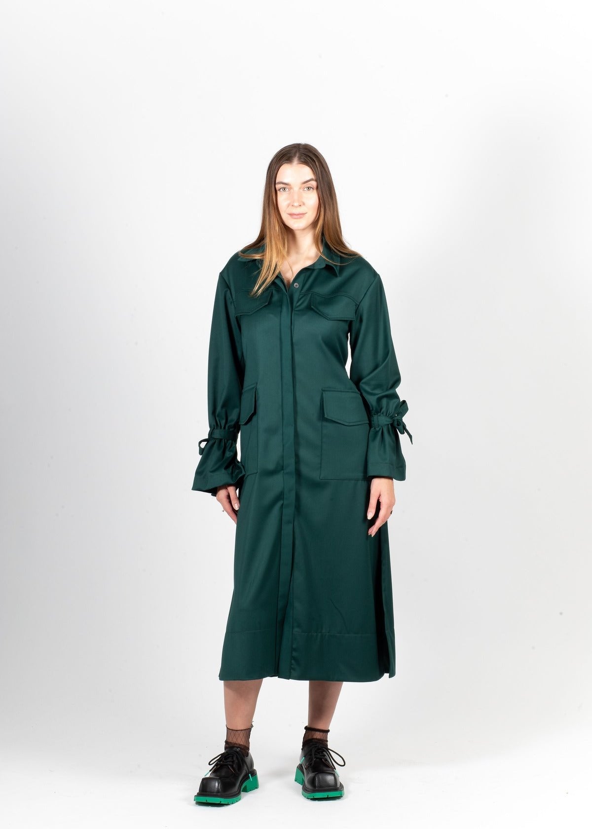 The Lisbon Maxi Shirt Dress (Green)