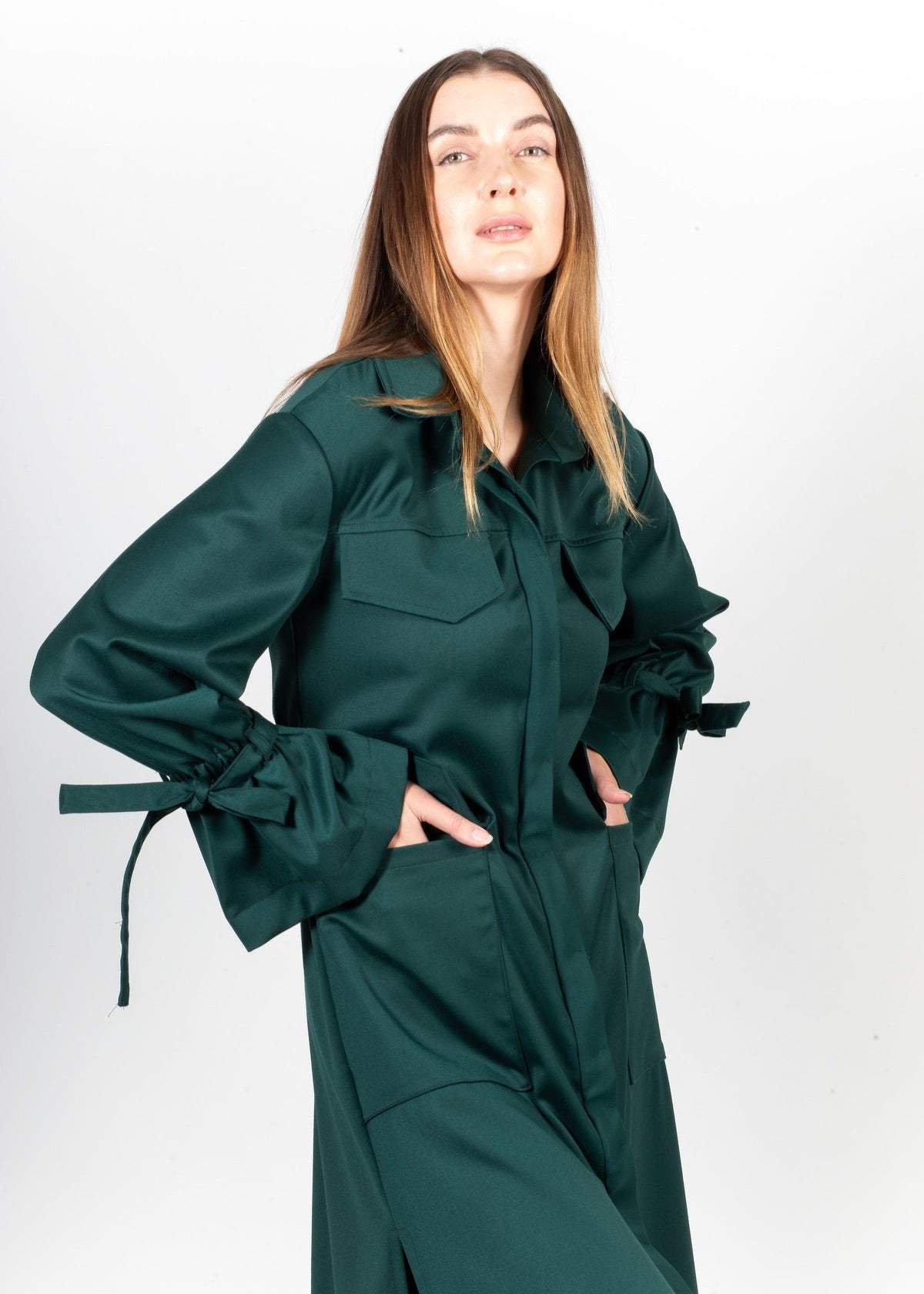 The Lisbon Maxi Shirt Dress (Green)