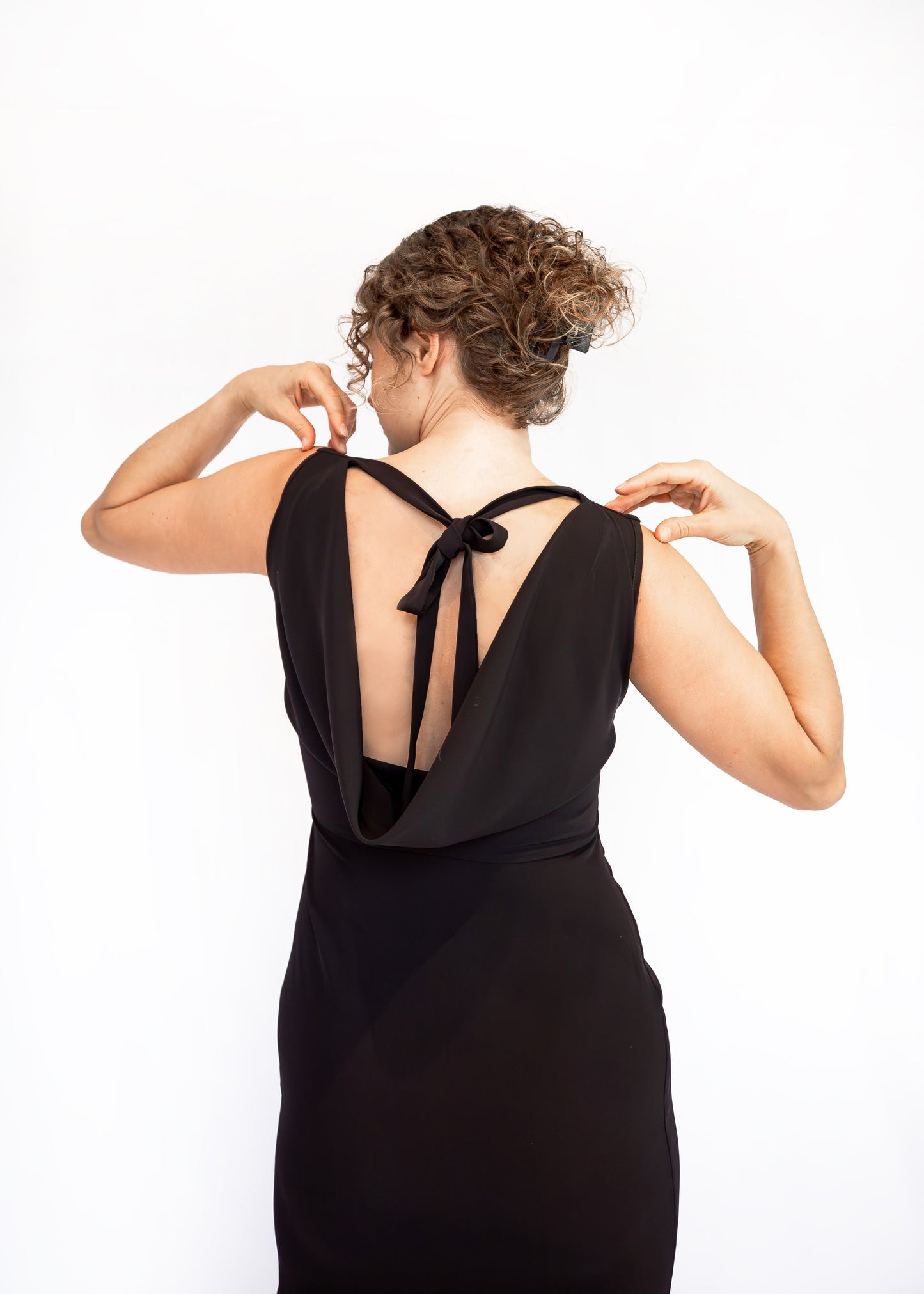 The Midi Hourglass Dress With Deep Back Cowl ('Ayne by Goreea) - Goreea Designs