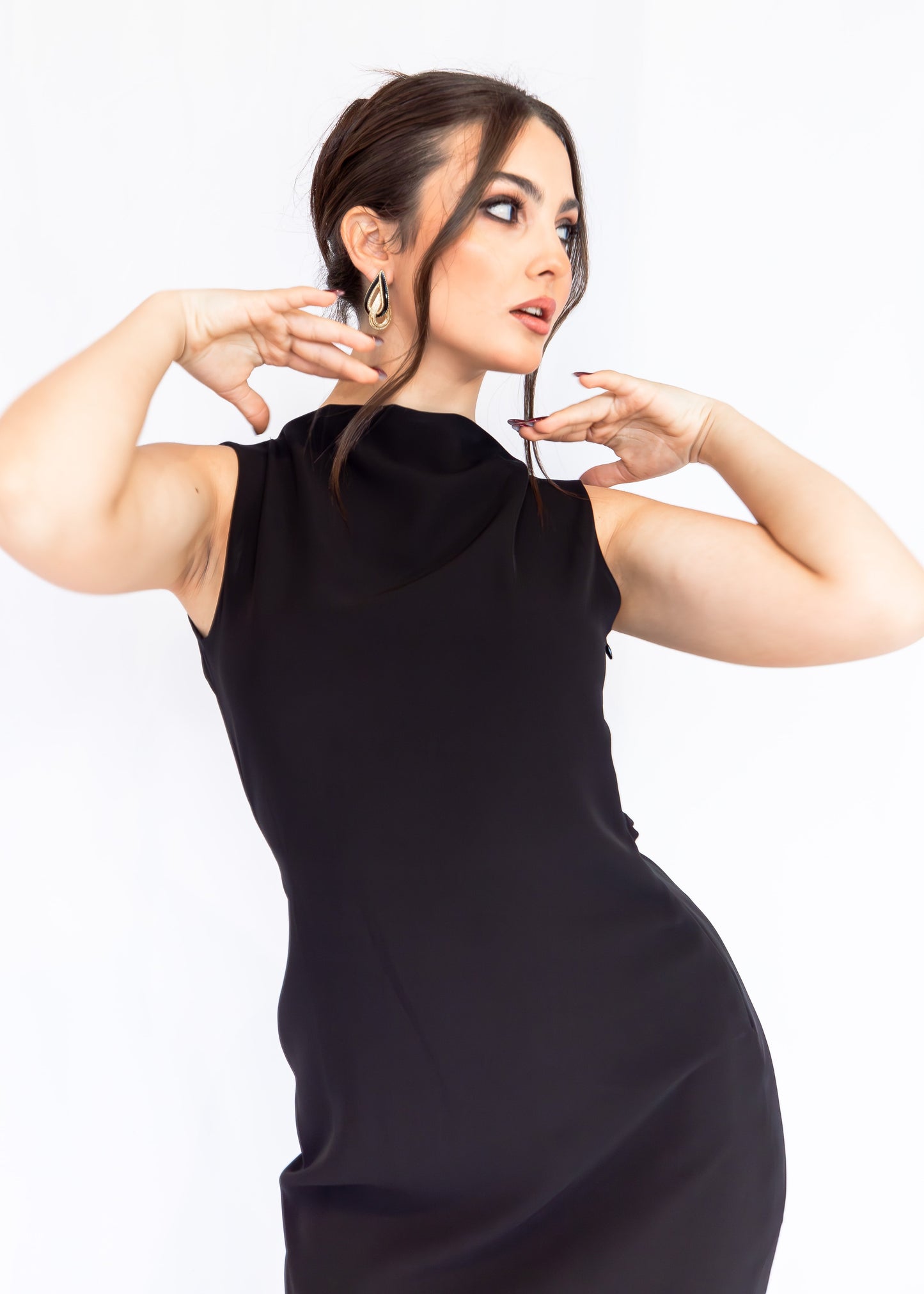 The Midi Hourglass Dress With Deep Back Cowl ('Ayne by Goreea) - Goreea Designs