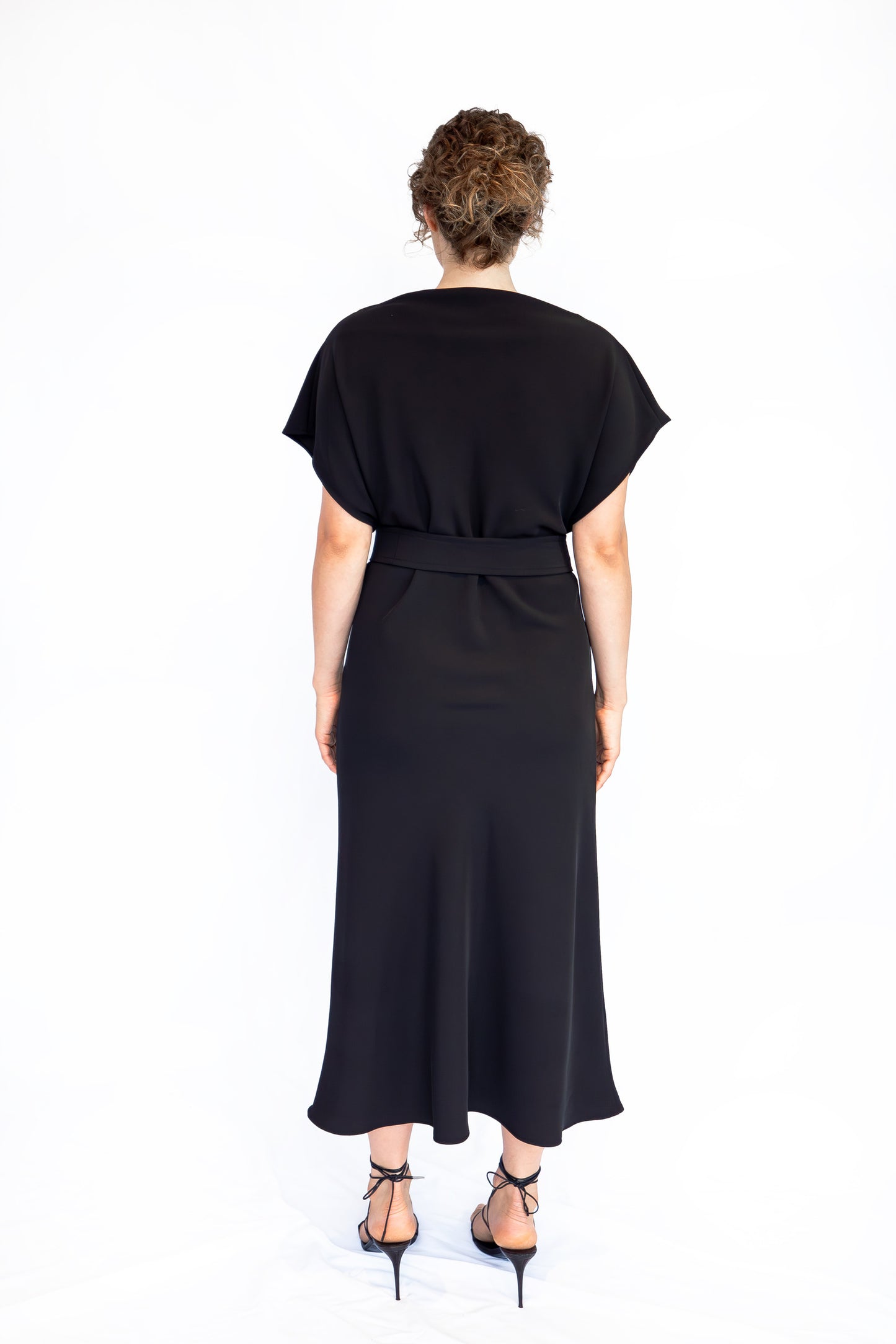 The Elegant Midi Dress With Waist Tie & Kimono Sleeves ('Ayne by Goreea) - Goreea Designs