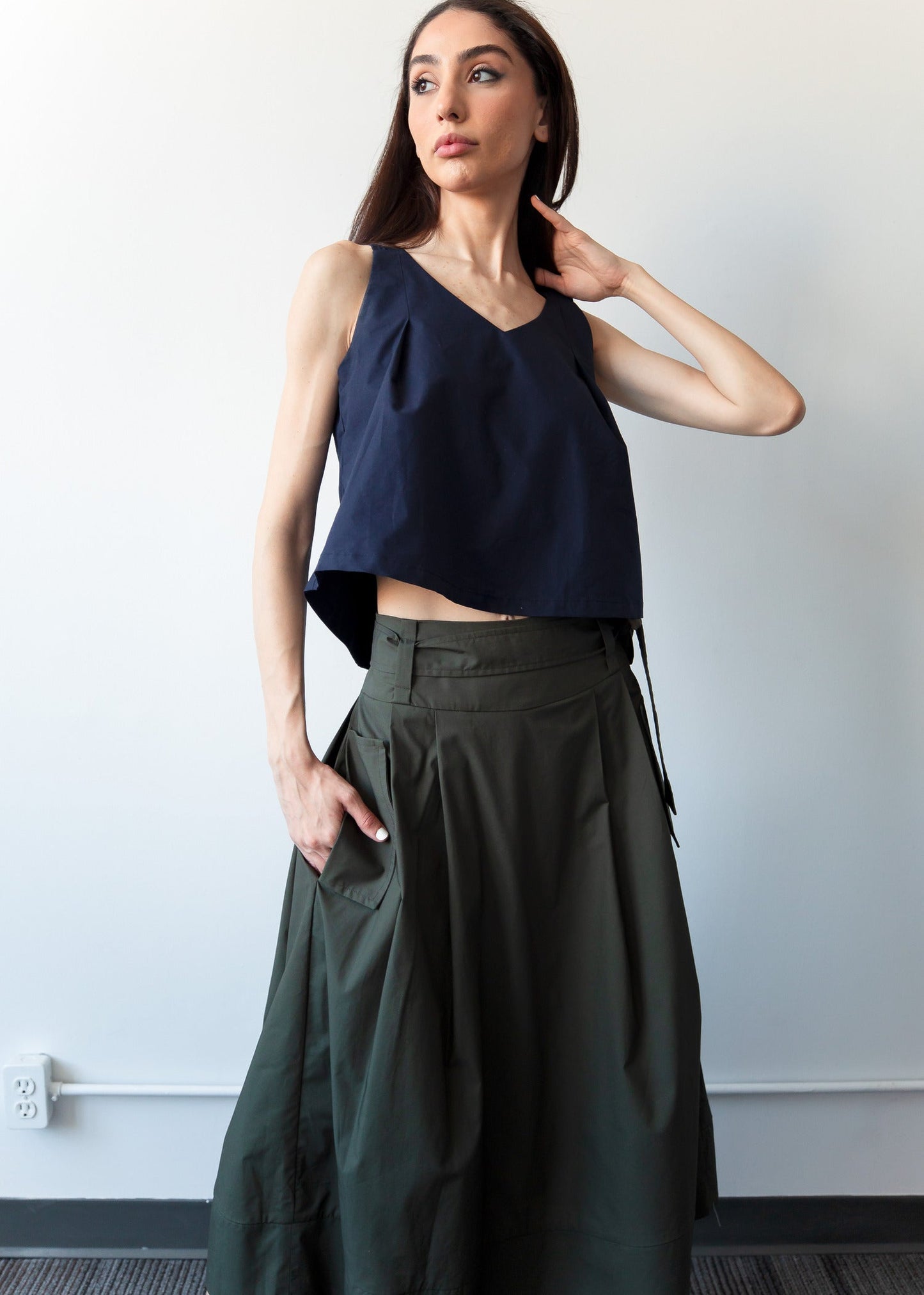 THE KENT PLEATED SKIRT (Forest Green) - Goreea Designs