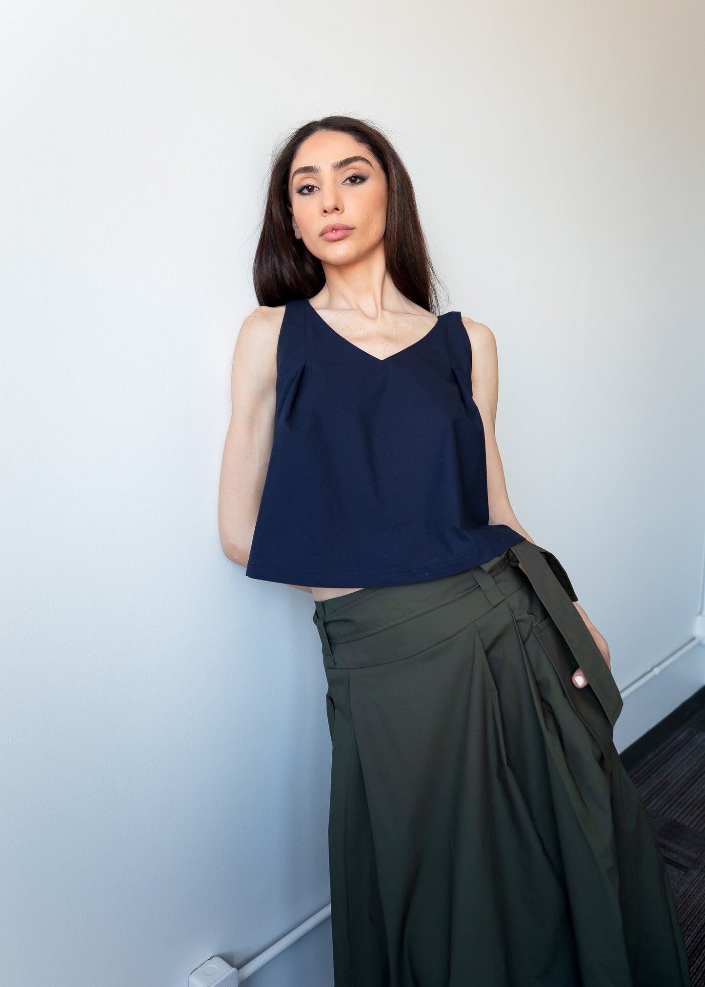 THE KENT PLEATED SKIRT (Forest Green) - Goreea Designs