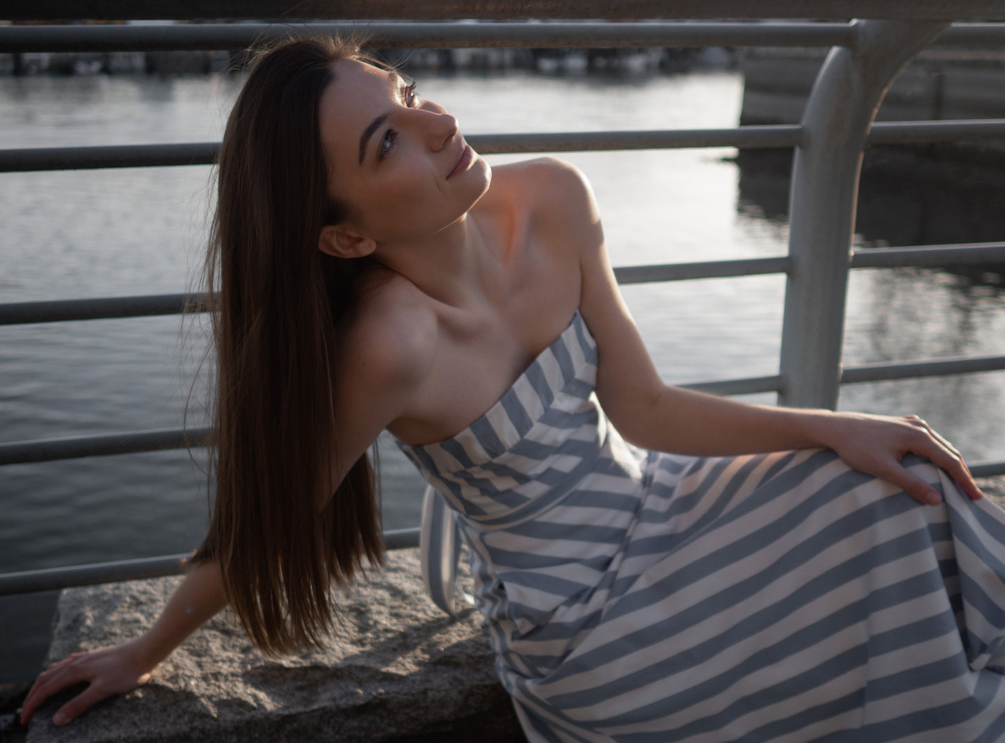 GERTRUDE DRESS (Blue Stripes) - Goreea Designs