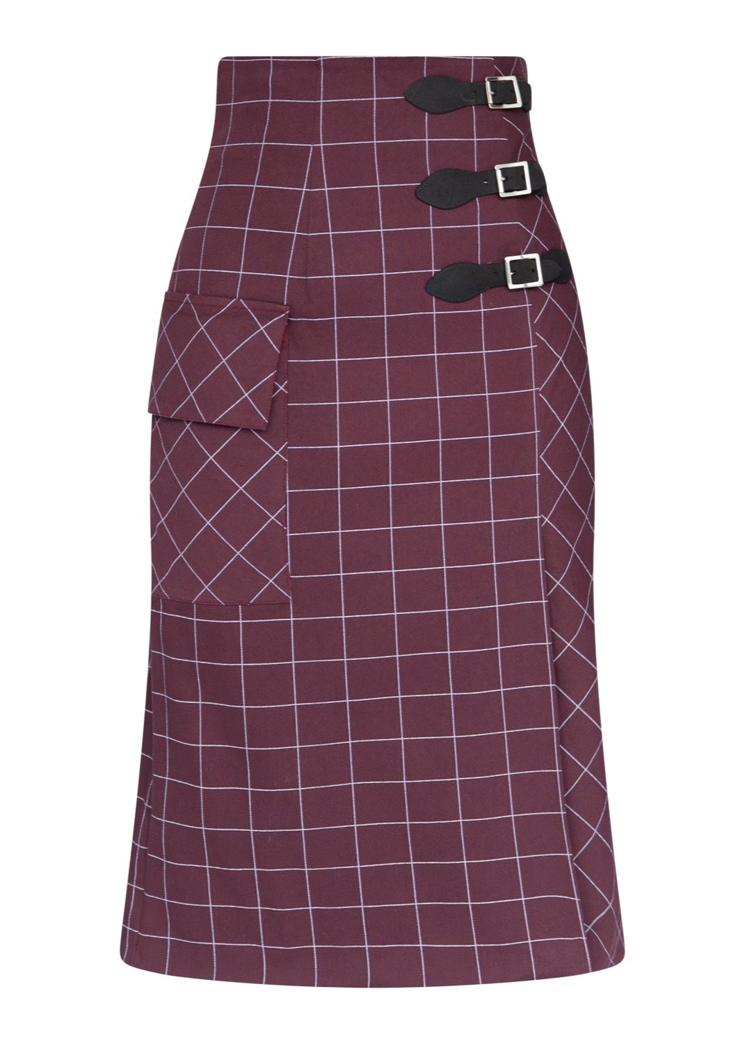 YANA COTTON TWILL SKIRT (Burgundy) - Goreea Designs