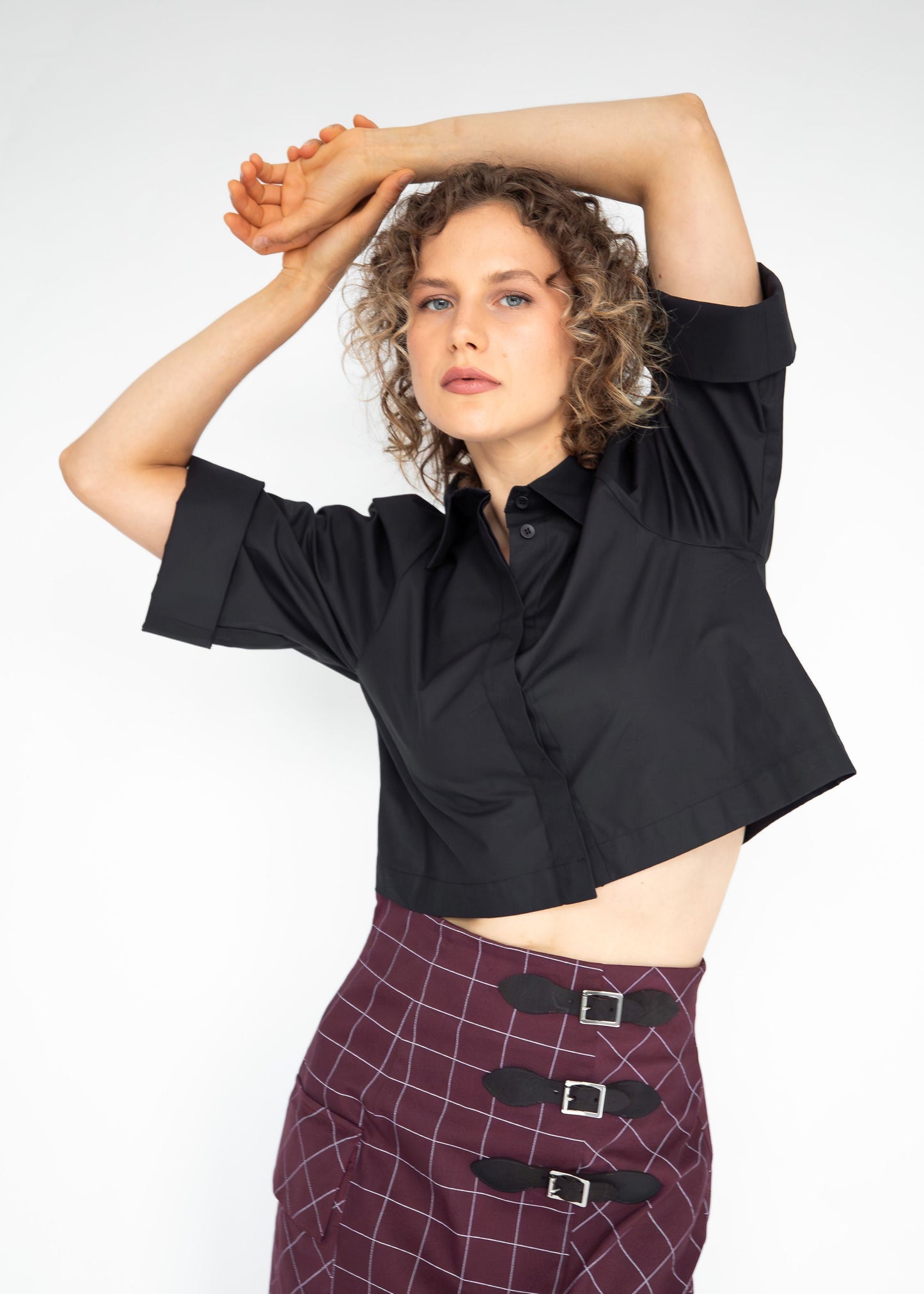 YANA COTTON TWILL SKIRT (Burgundy) - Goreea Designs
