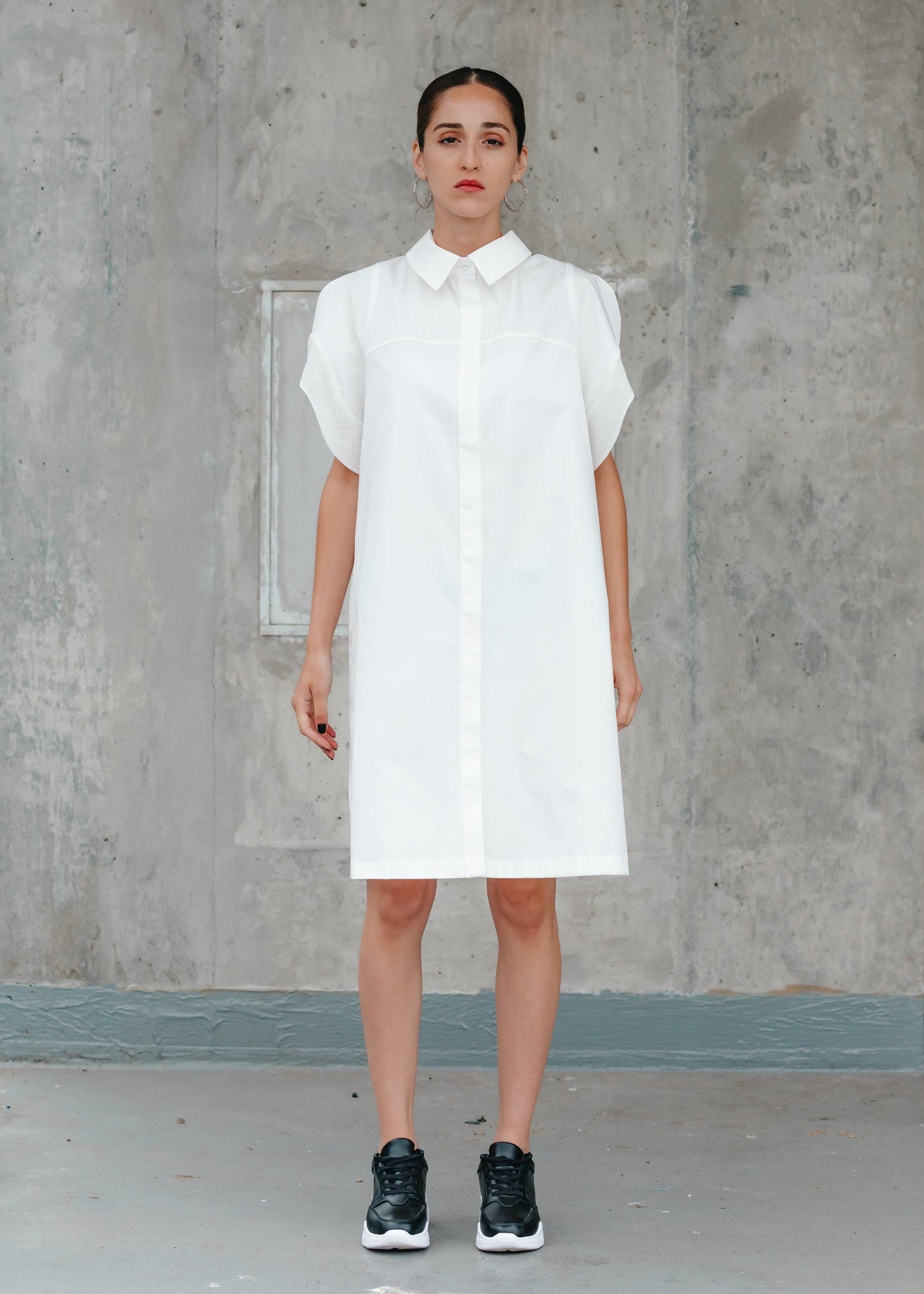 MONIQUE SHIRT DRESS (White) - Goreea Designs
