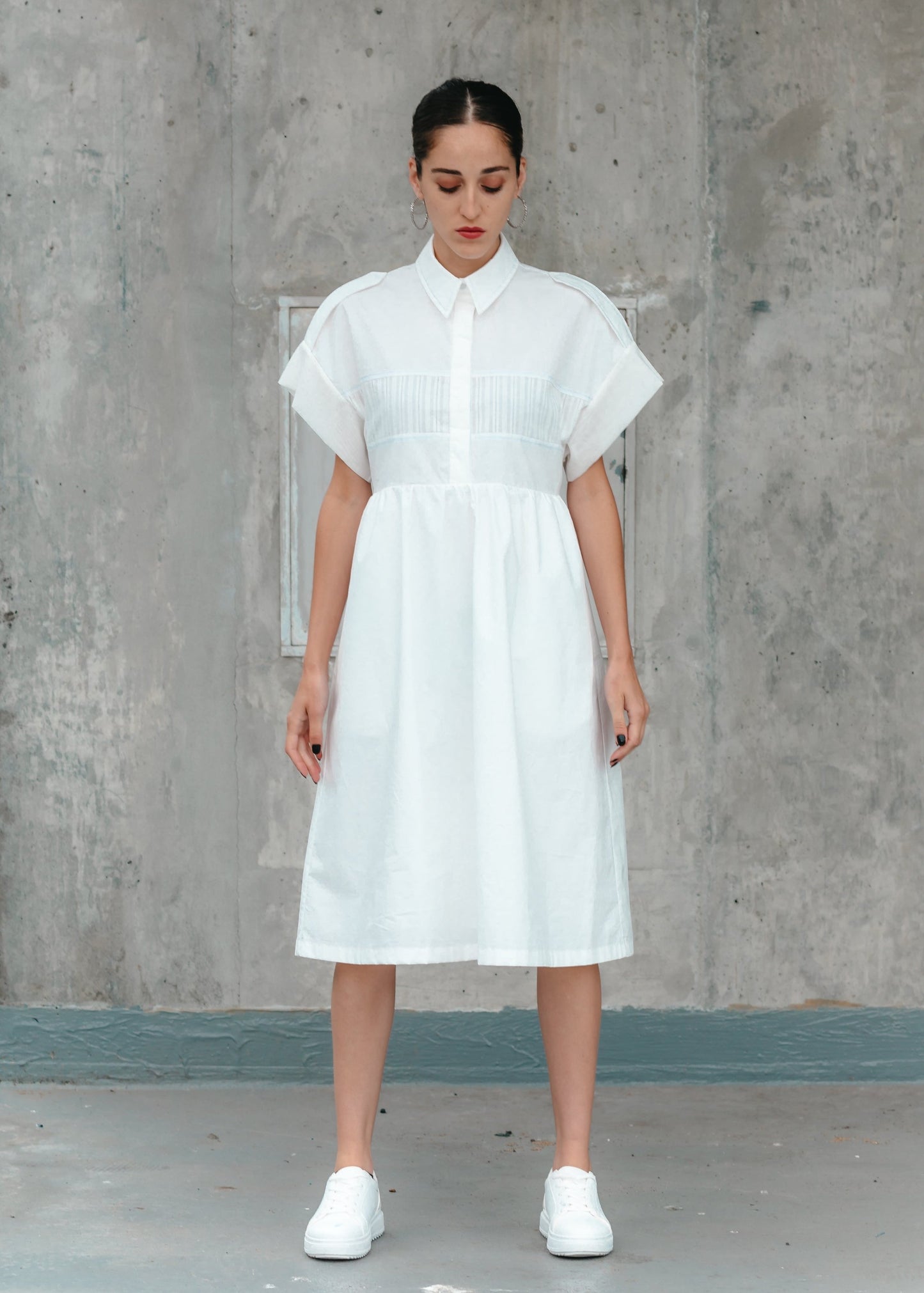 MIRA SHIRT DRESS (White) - Goreea Designs