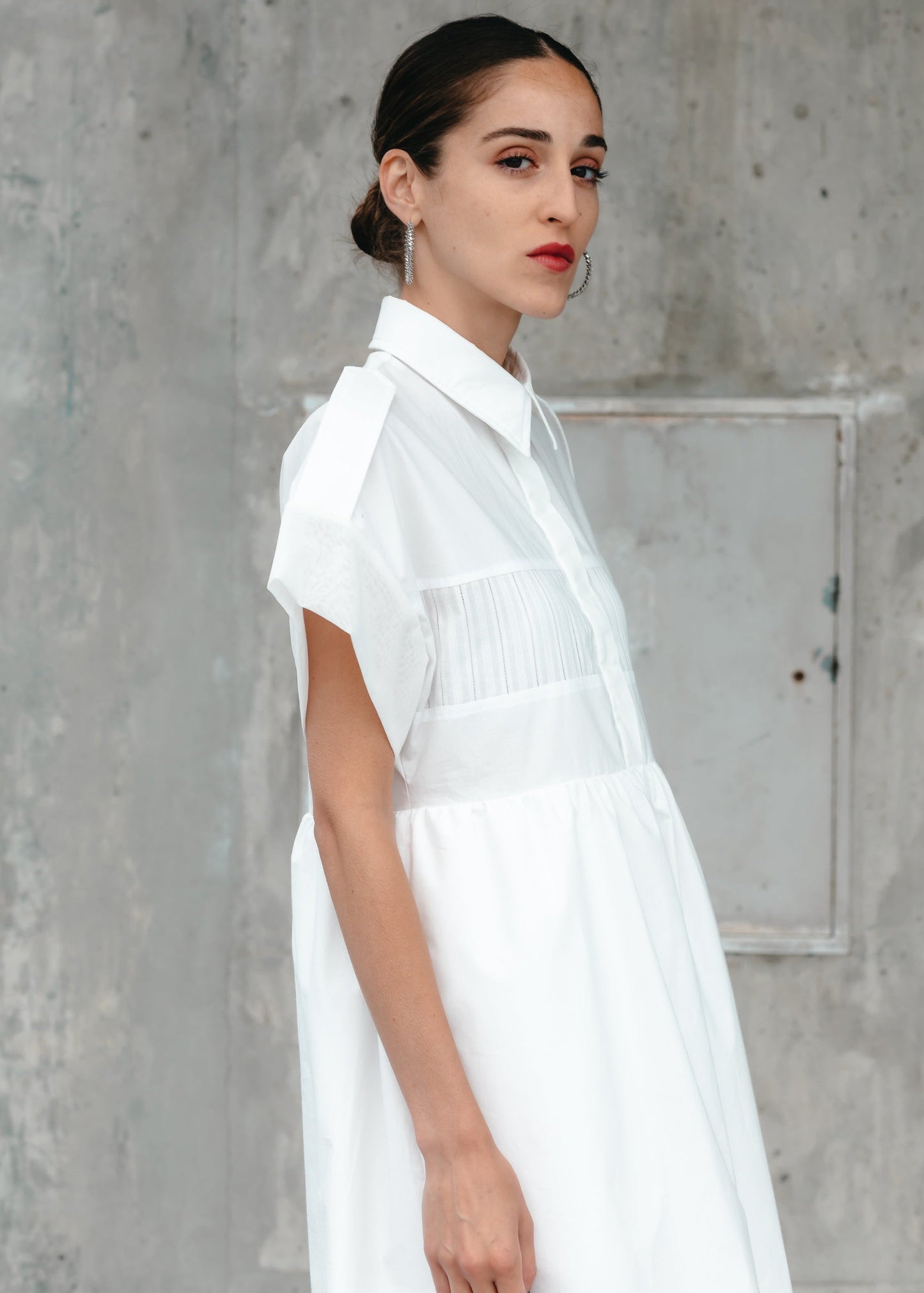 MIRA SHIRT DRESS (White) - Goreea Designs
