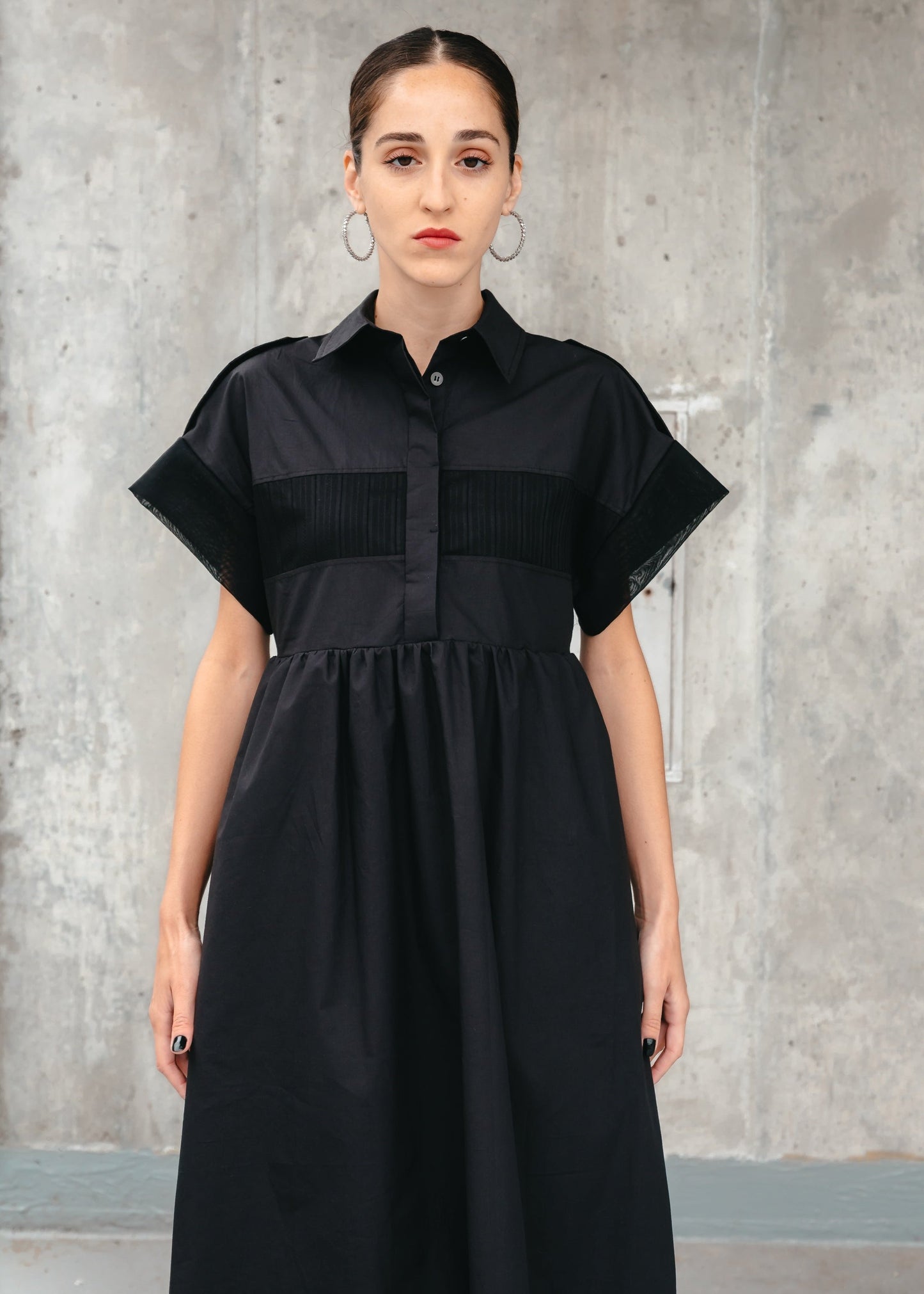 MIRA SHIRT DRESS (Black) - Goreea Designs