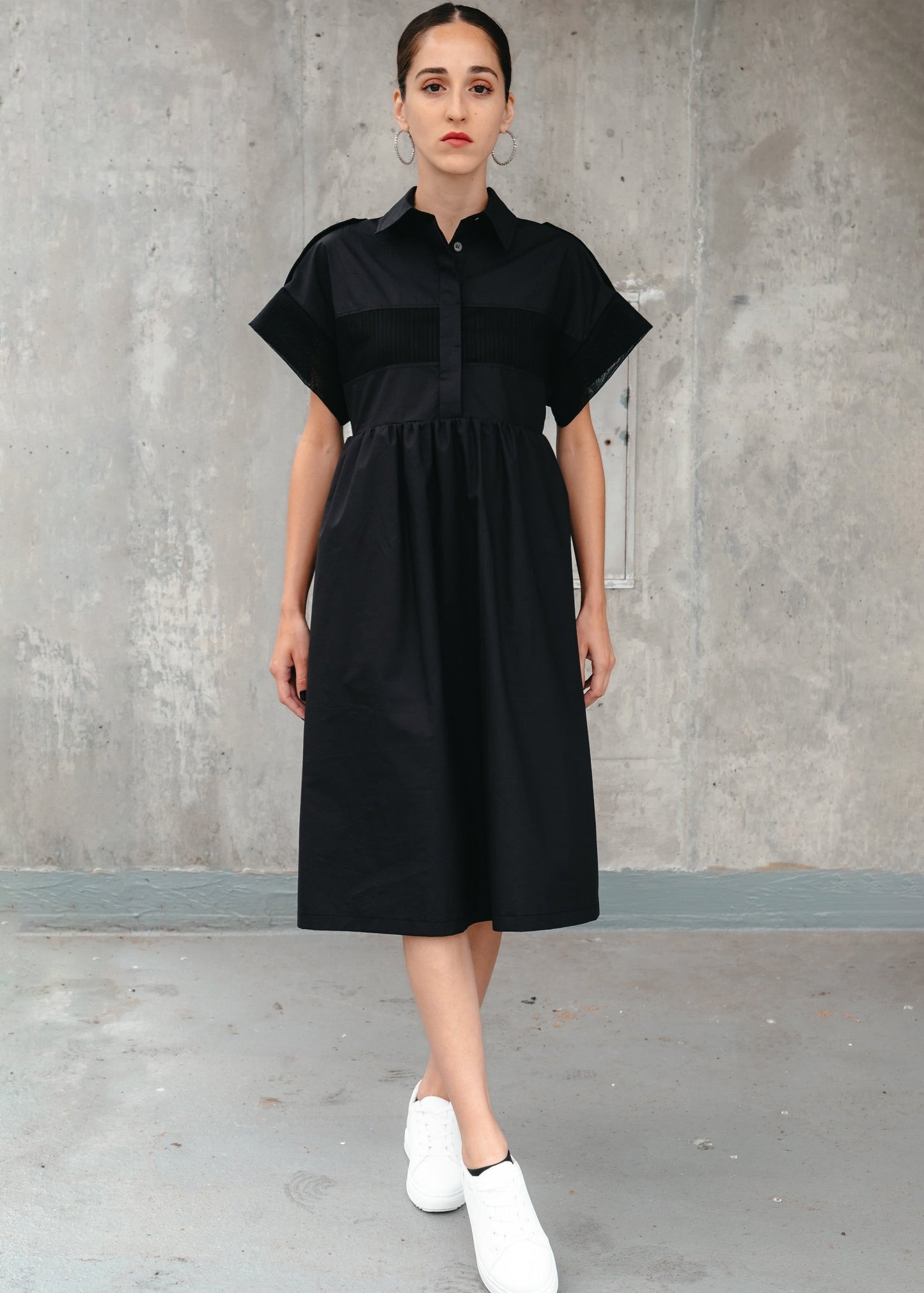 MIRA SHIRT DRESS (Black) - Goreea Designs