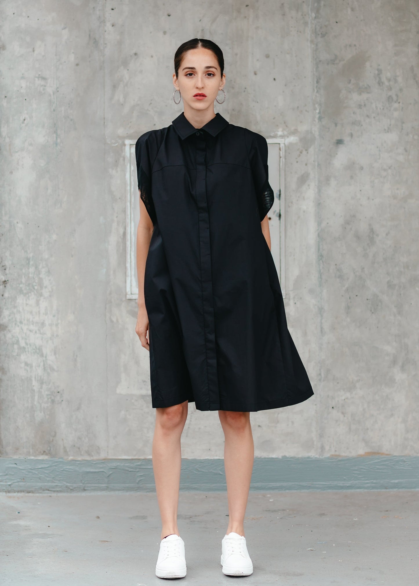 MONIQUE SHIRT DRESS (Black) - Goreea Designs