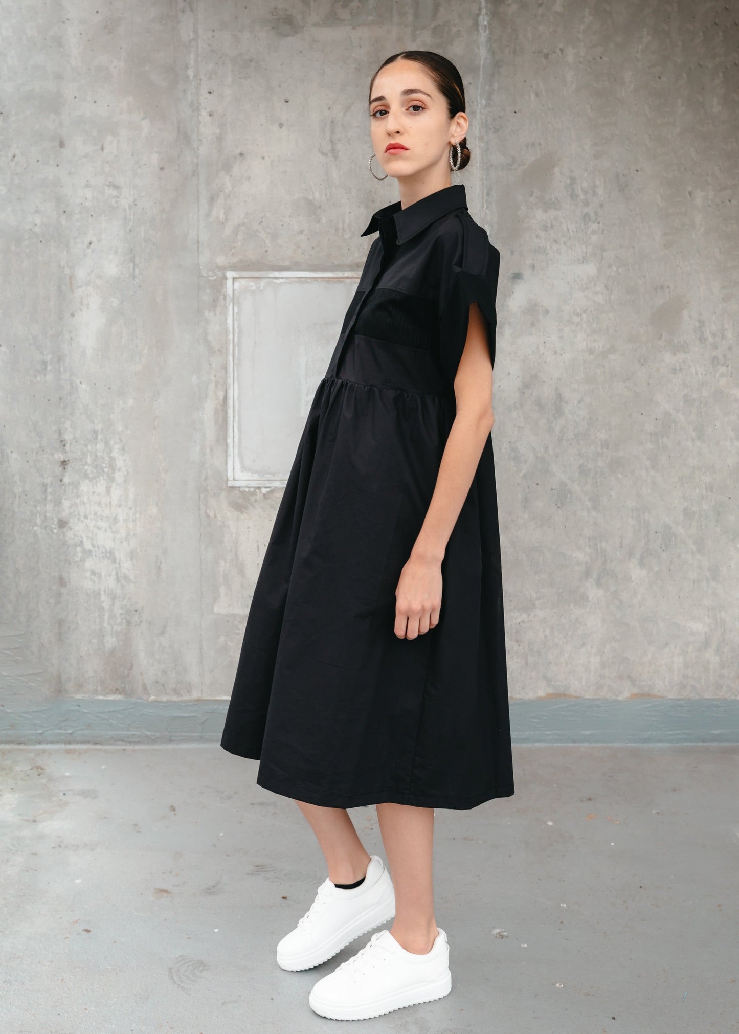 MIRA SHIRT DRESS (Black) - Goreea Designs
