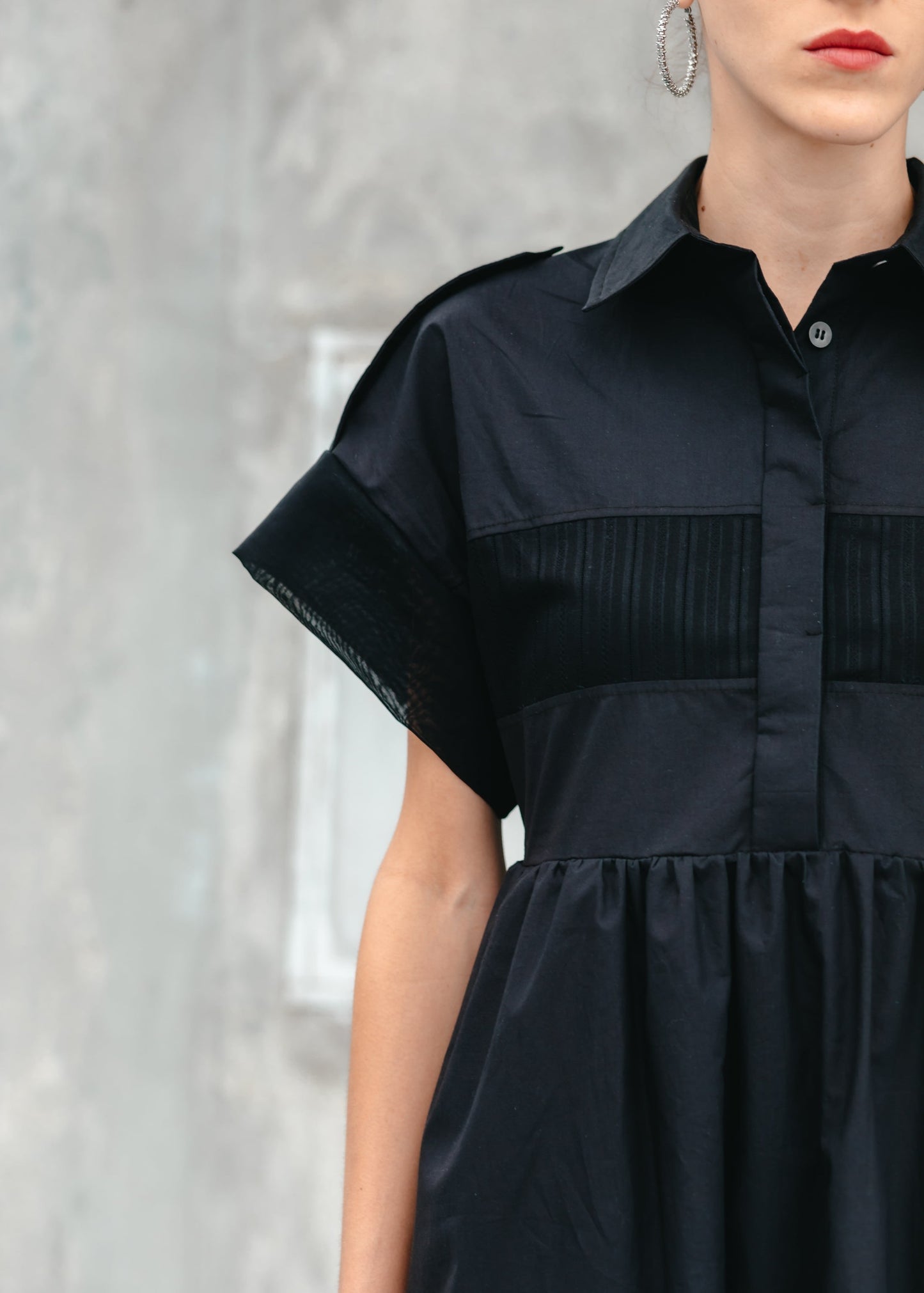 MIRA SHIRT DRESS (Black) - Goreea Designs