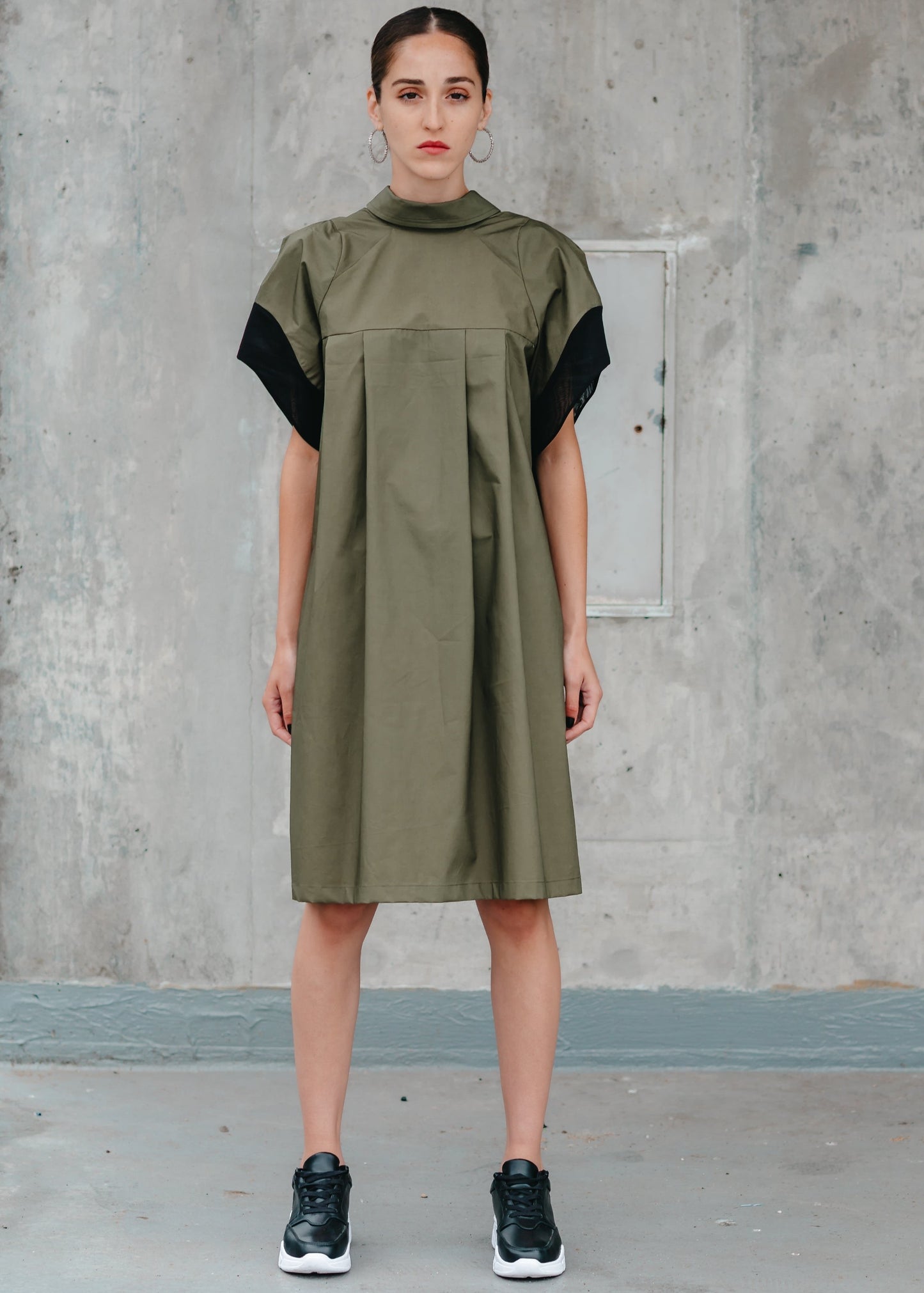 MONIQUE SHIRT DRESS (Olive Green) - Goreea Designs