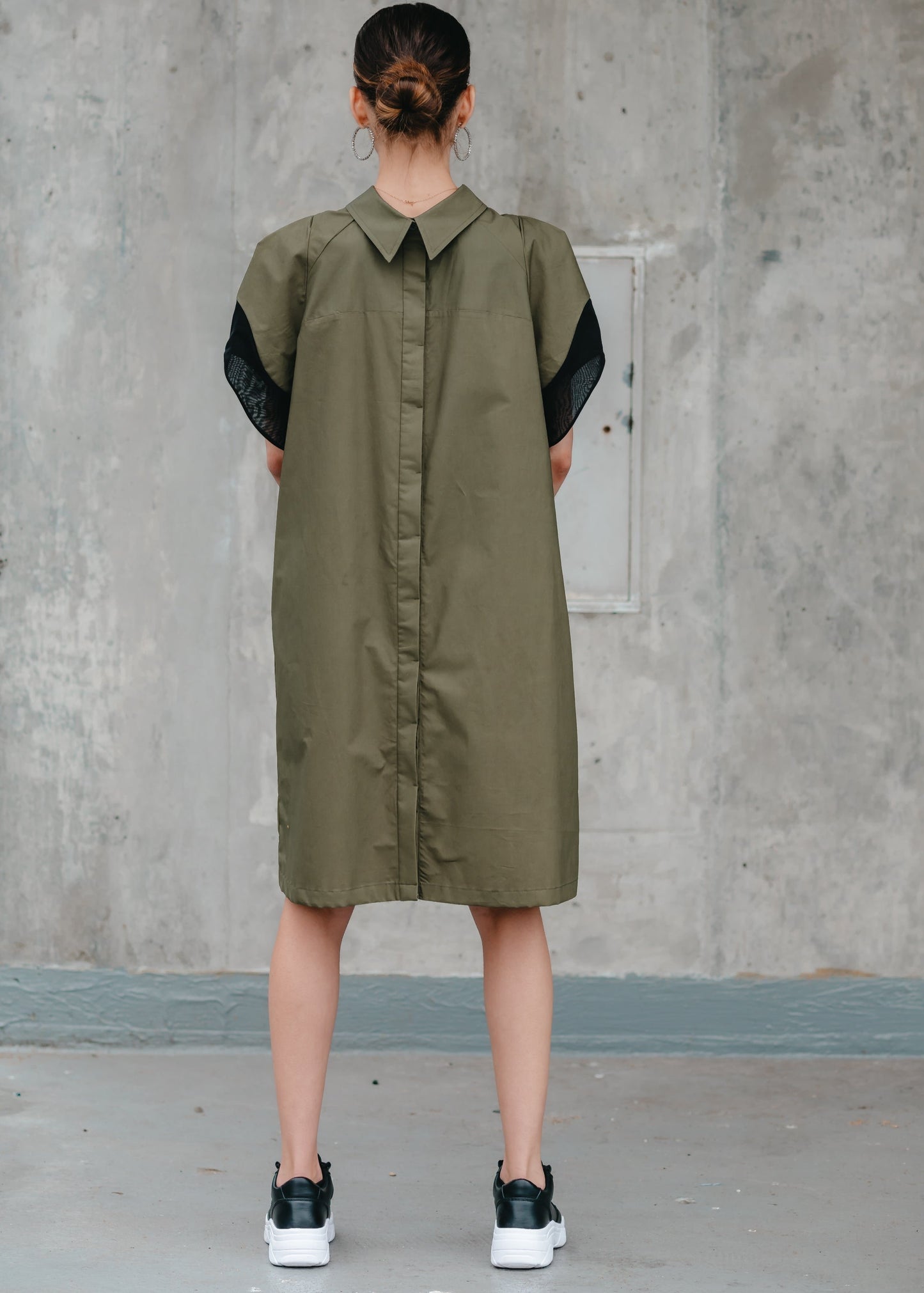 MONIQUE SHIRT DRESS (Olive Green) - Goreea Designs