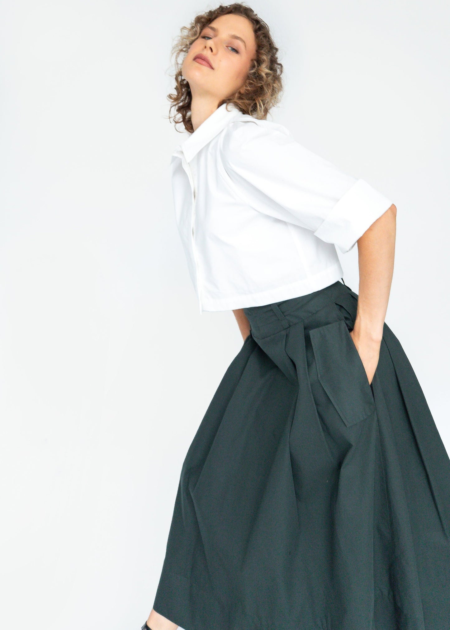 THE KENT PLEATED SKIRT (Forest Green) - Goreea Designs