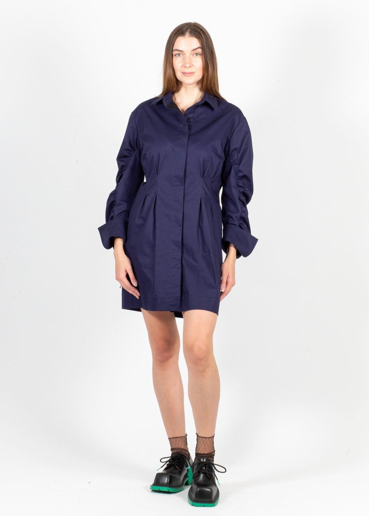 The Capri Mini Shirt Dress (Navy) - Goreea Designs