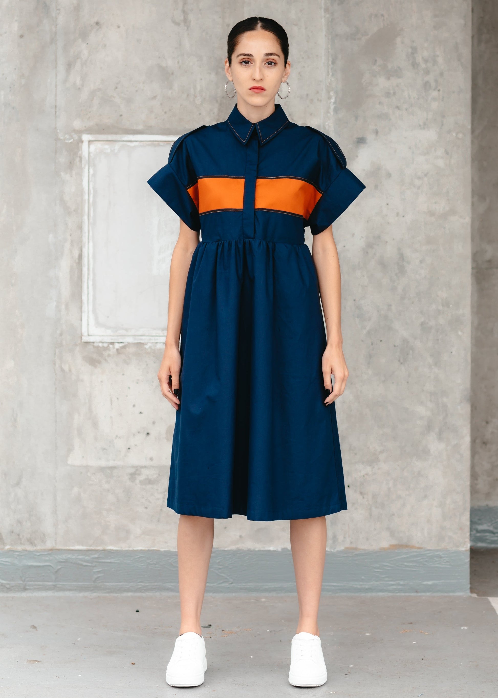 MIRA SHIRT DRESS (Navy) - Goreea Designs