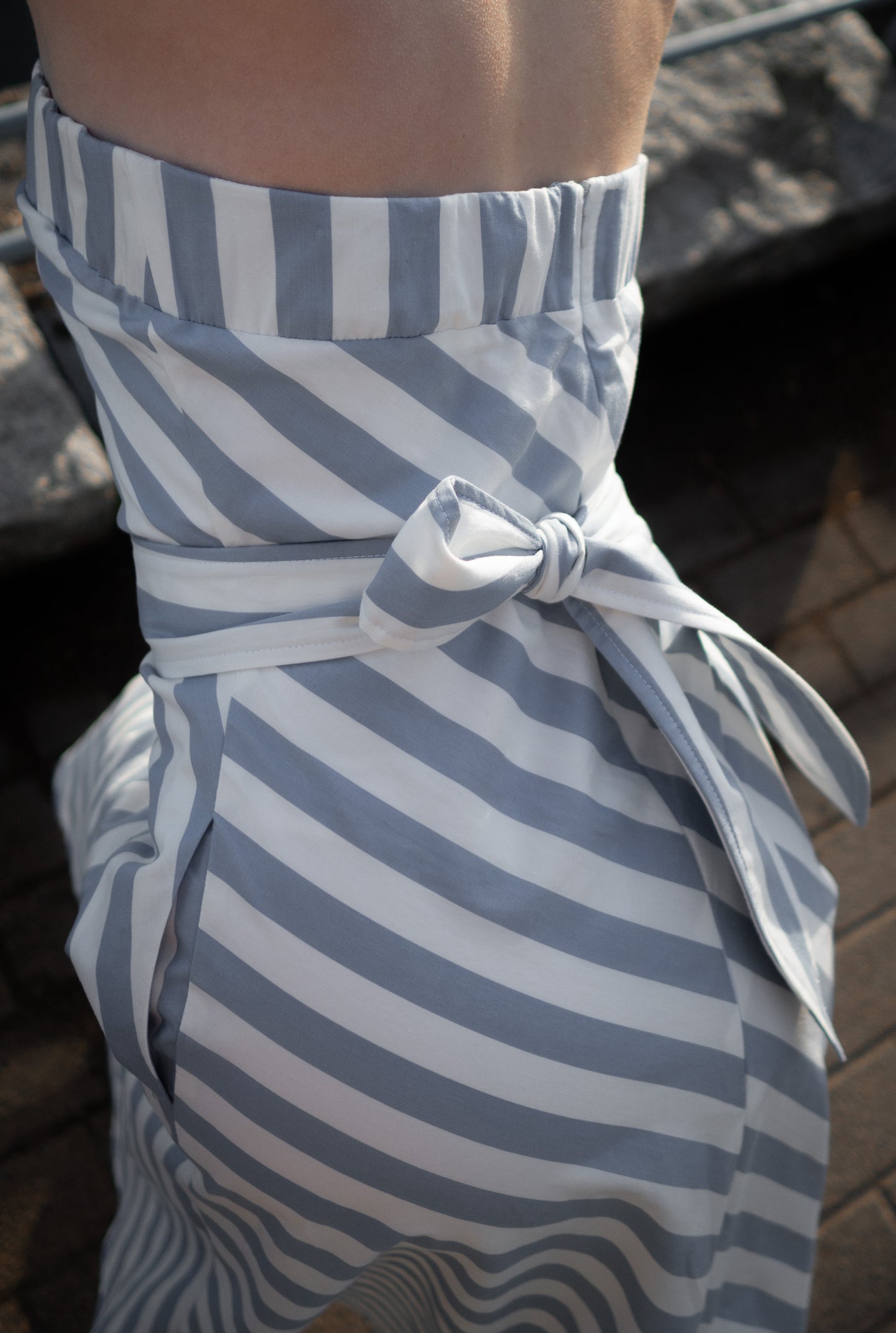 GERTRUDE DRESS (Blue Stripes) - Goreea Designs