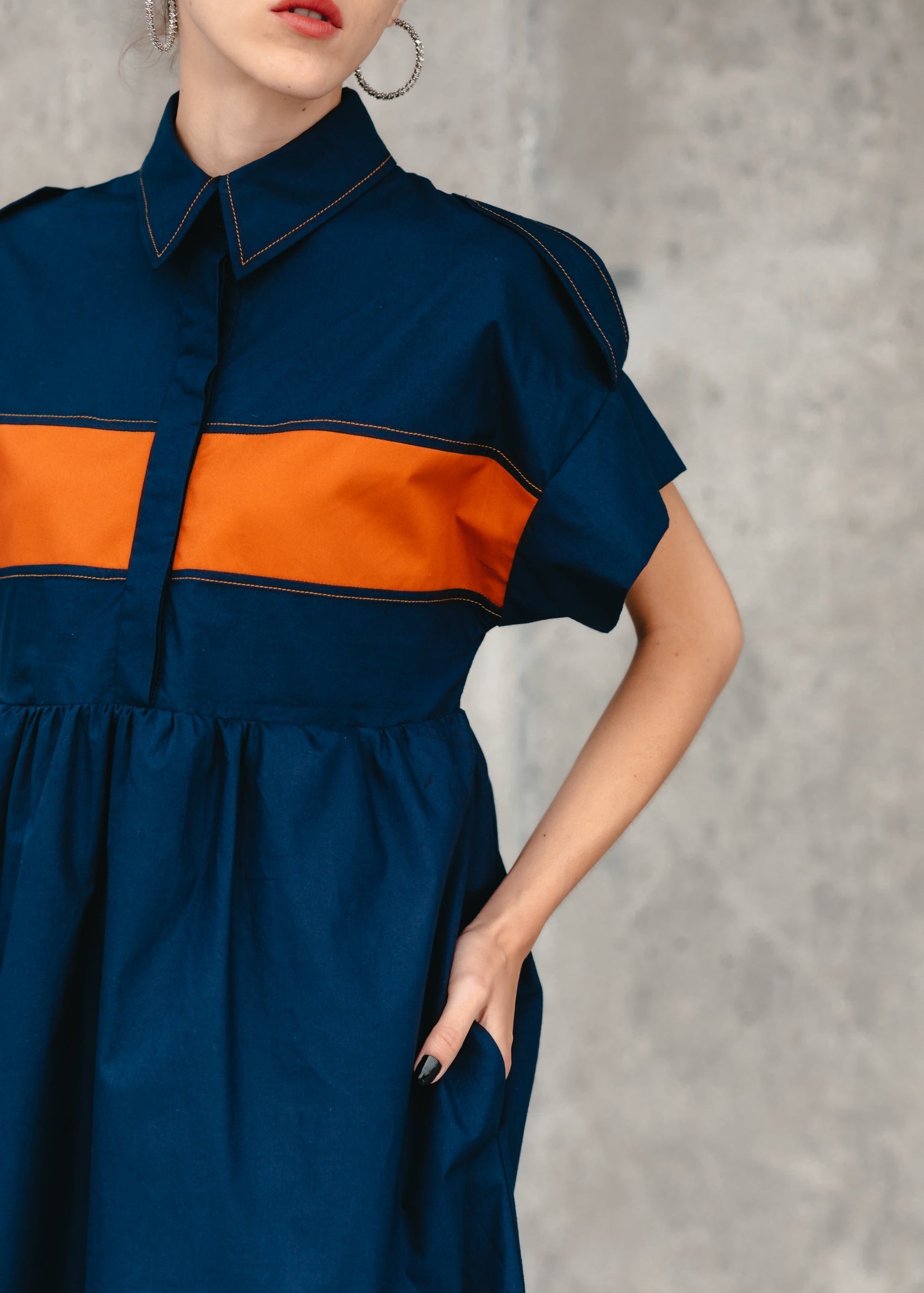 MIRA SHIRT DRESS (Navy) - Goreea Designs