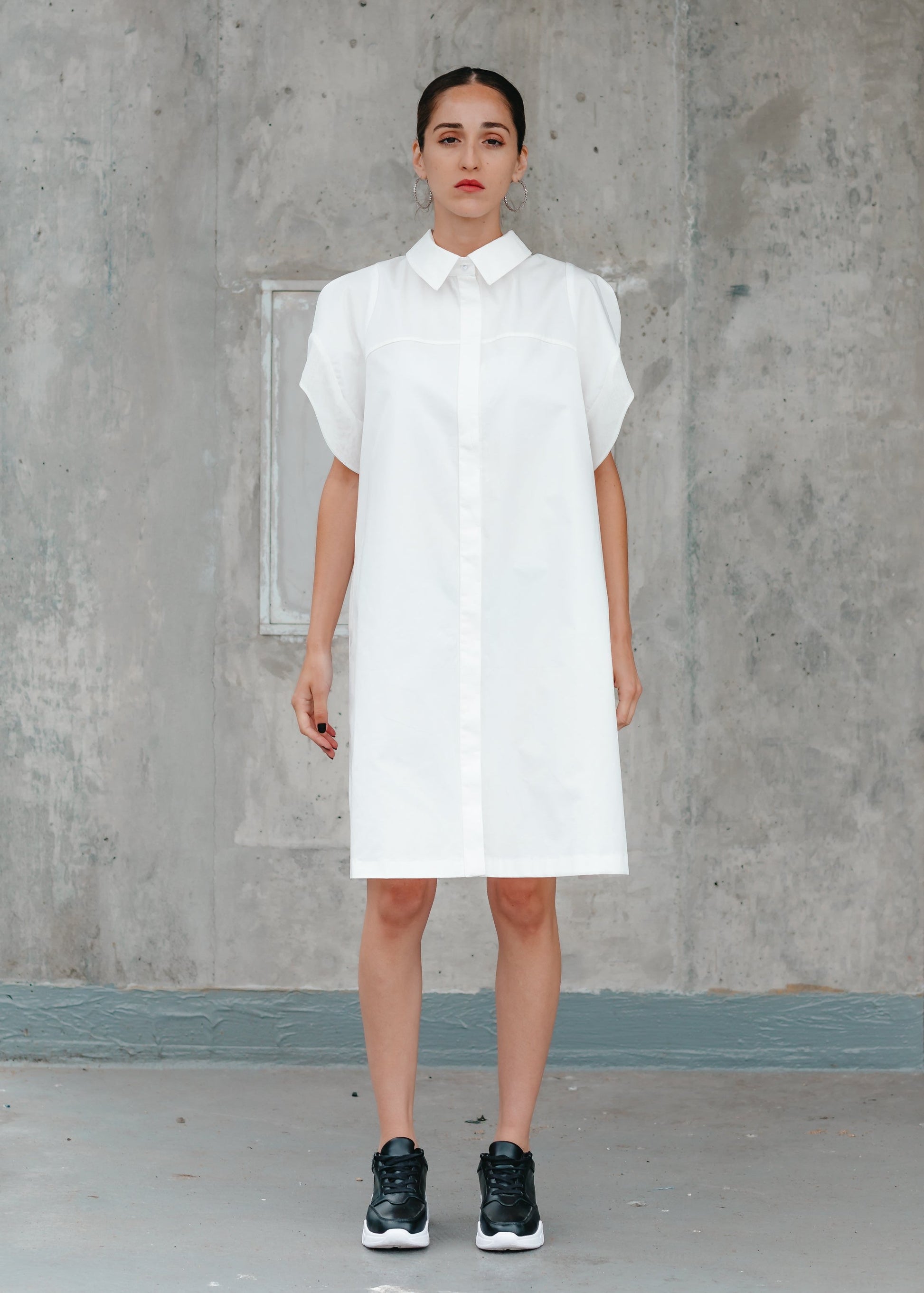 MONIQUE SHIRT DRESS (White) - Goreea Designs