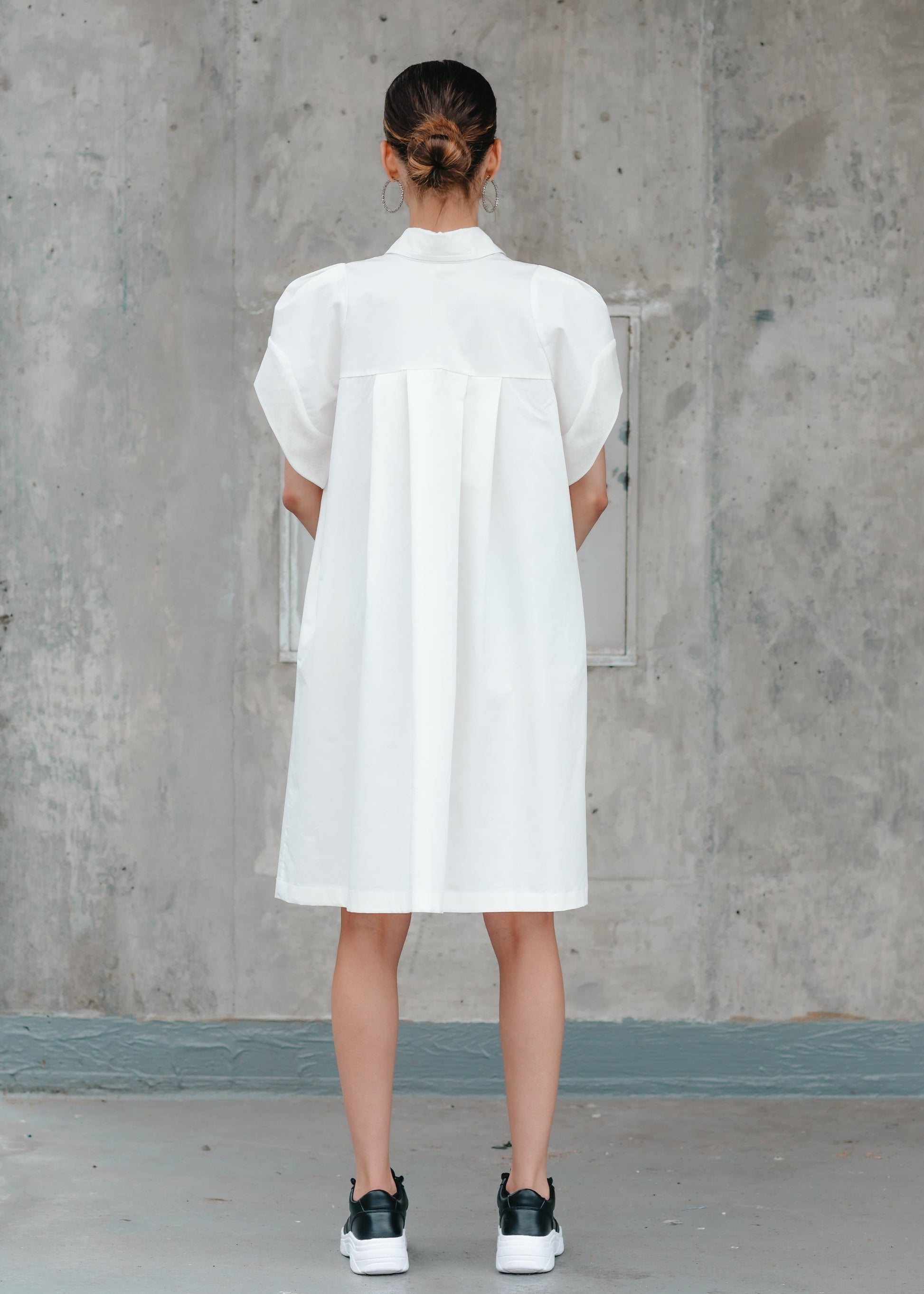 MONIQUE SHIRT DRESS (White) - Goreea Designs