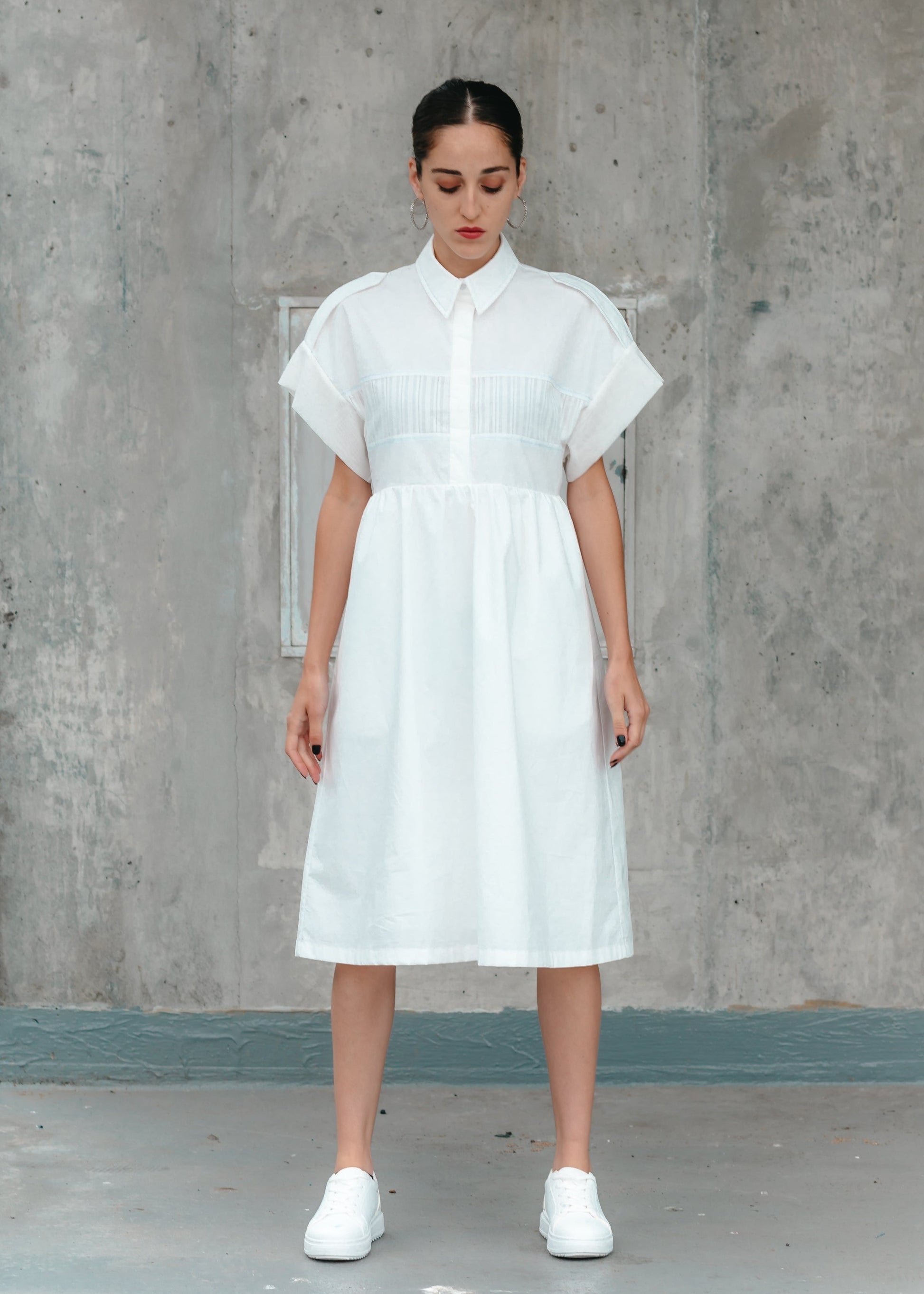 MIRA SHIRT DRESS (White) - Goreea Designs