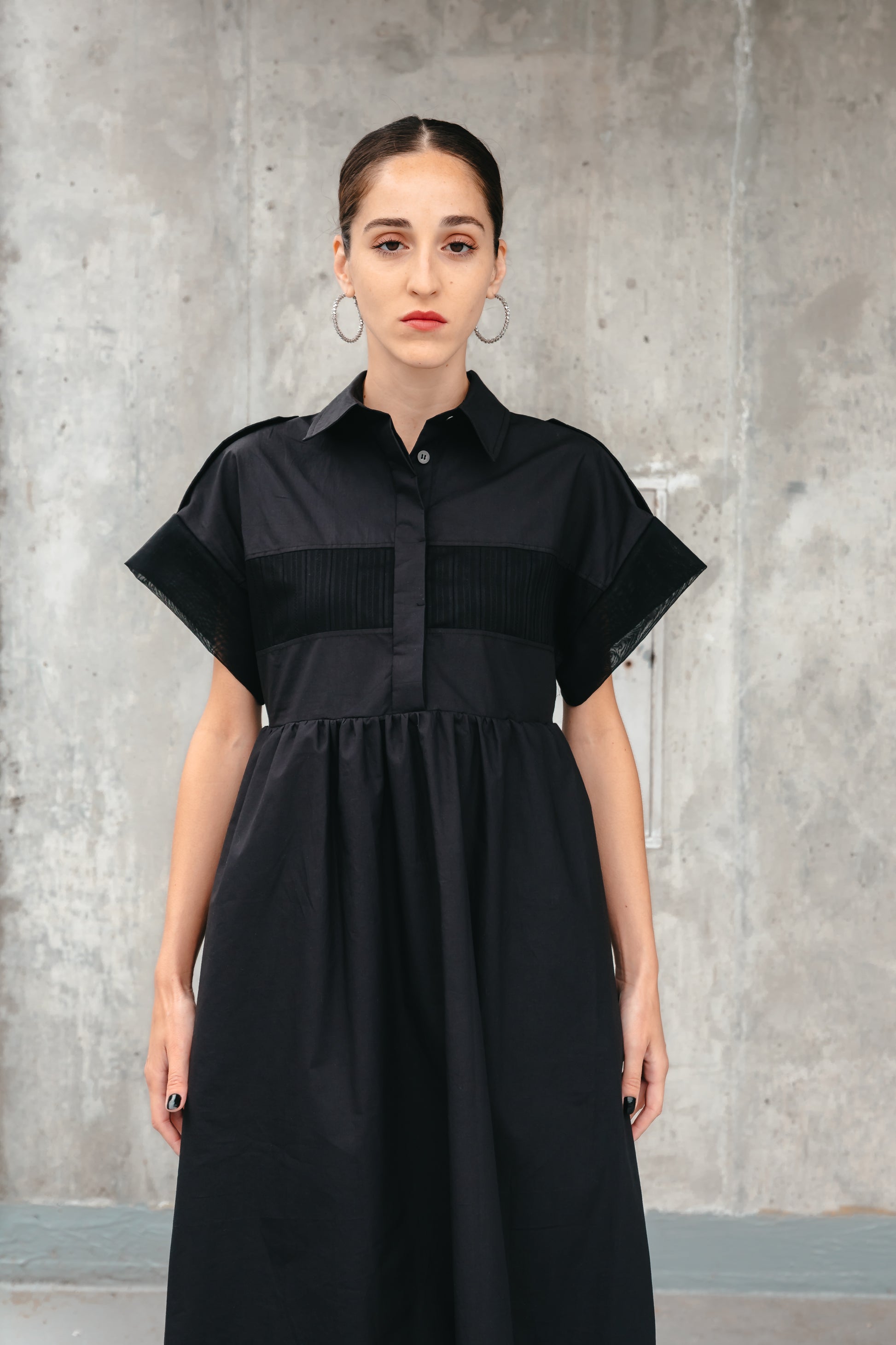 MIRA SHIRT DRESS (Black) - Goreea Designs