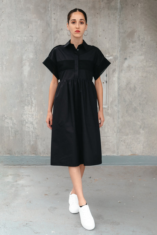 MIRA SHIRT DRESS (Black) - Goreea Designs