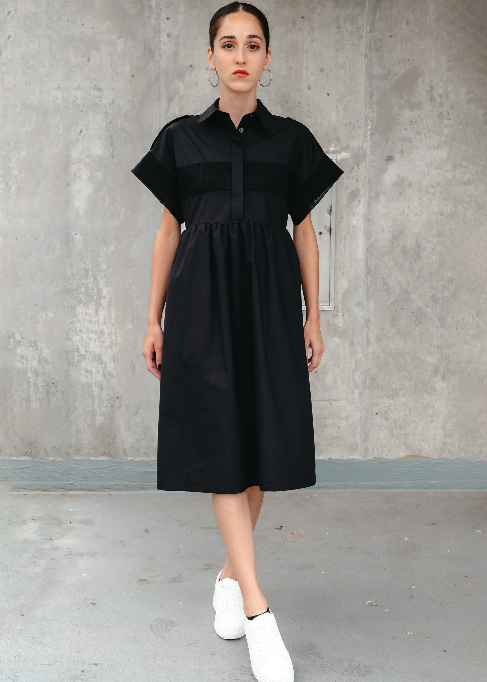 MIRA SHIRT DRESS (Black) - Goreea Designs