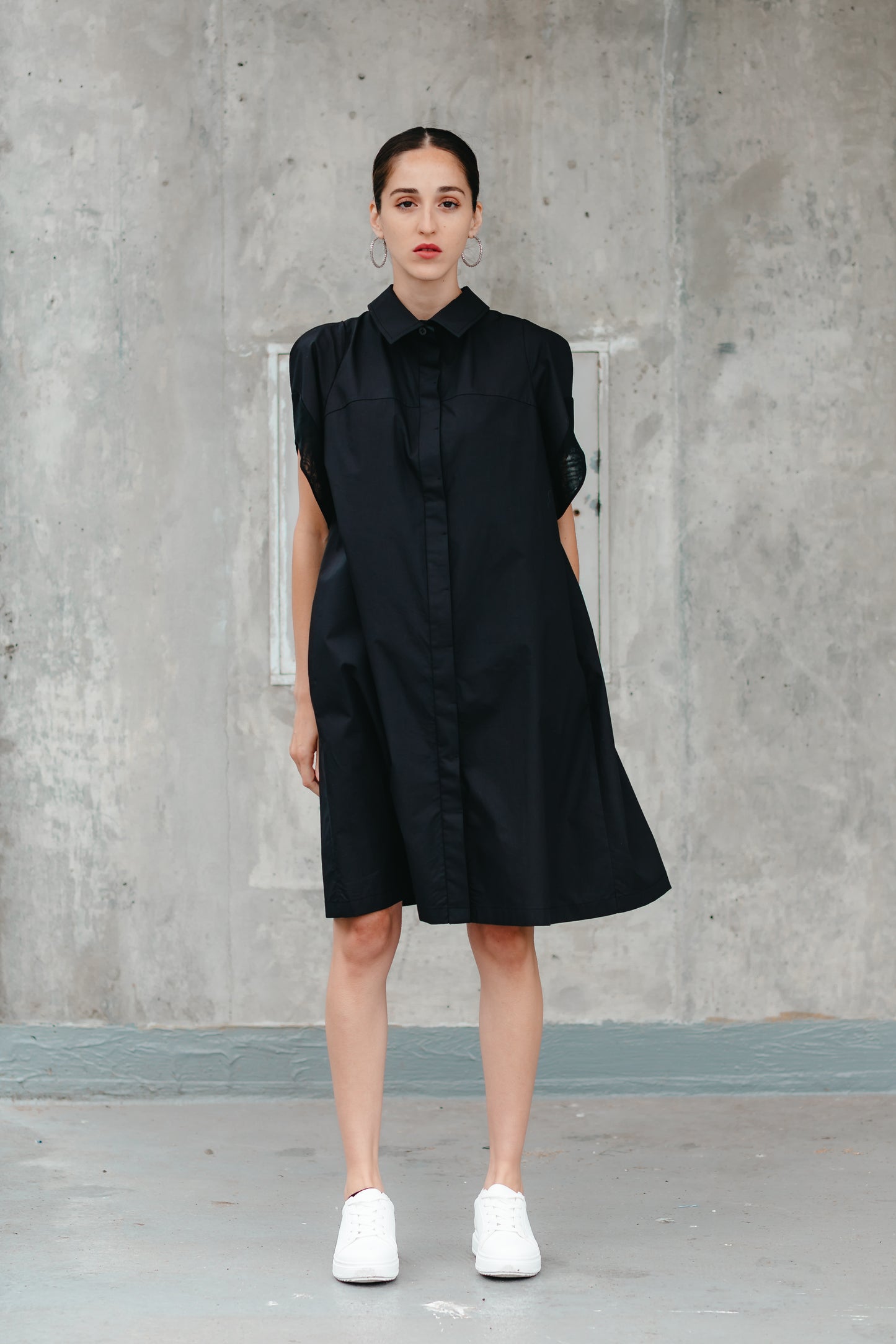 MONIQUE SHIRT DRESS (Black) - Goreea Designs