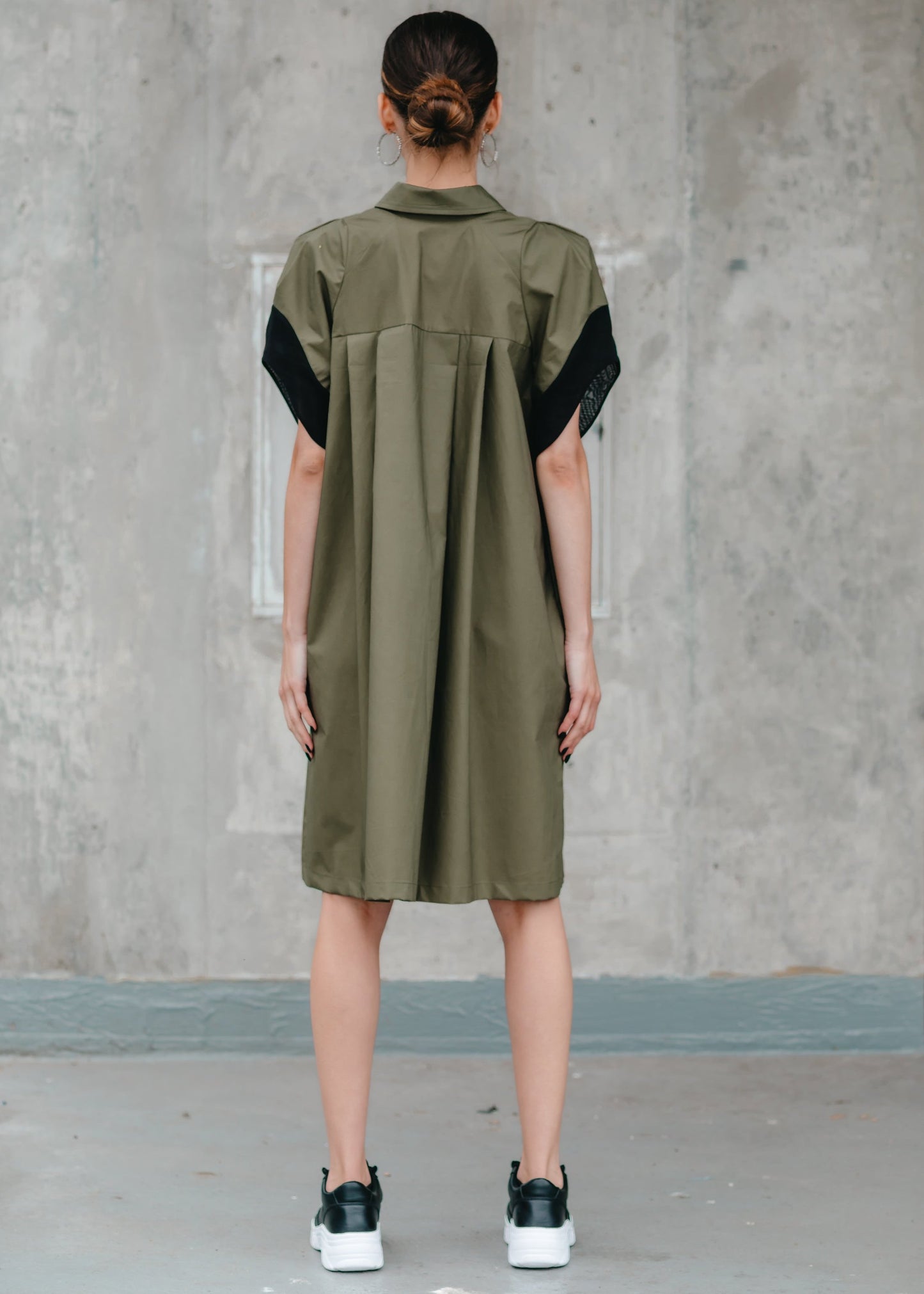 MONIQUE SHIRT DRESS (Olive Green) - Goreea Designs