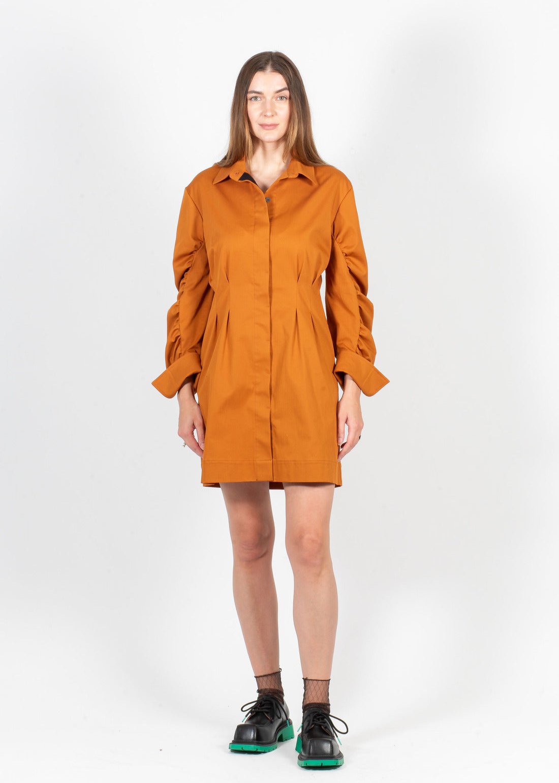 The Capri Mini Shirt Dress (Caramel) - Goreea Designs