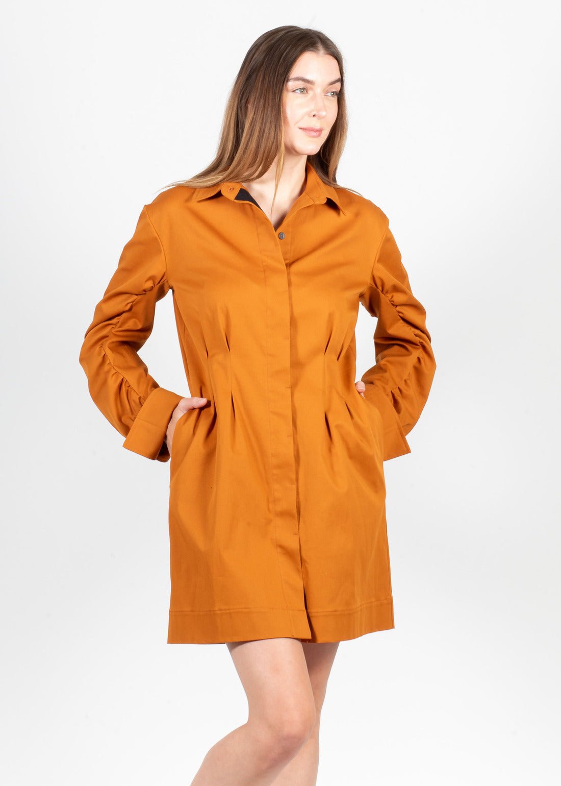 The Capri Mini Shirt Dress (Caramel) - Goreea Designs