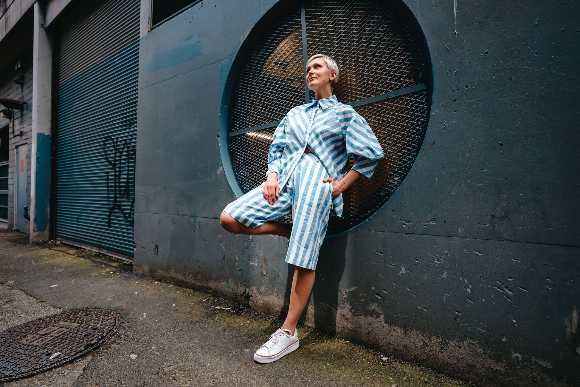 YULIA SHIRT (Blue Stripes) - Goreea Designs