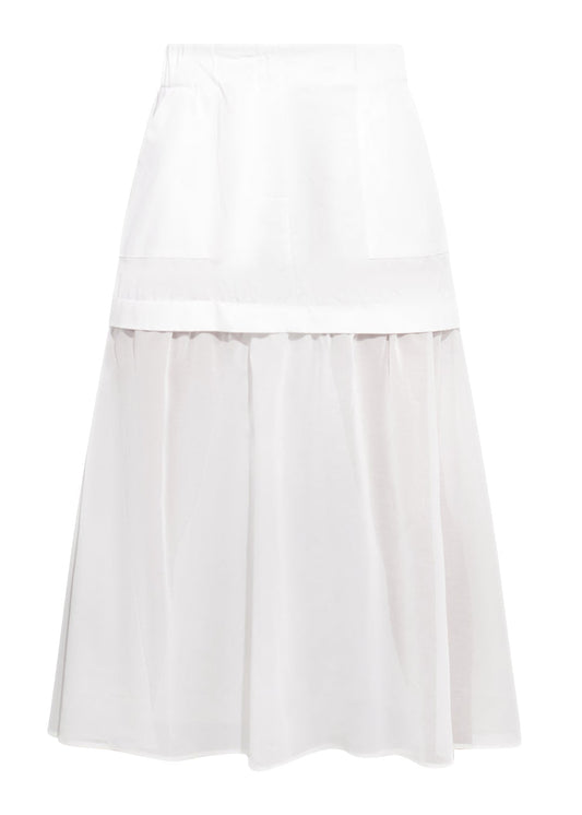 sustainable white midi skirt
elevated basics
designer summer skirt
made in Canada
Wolf and Badger
slow fashion
urban chic style