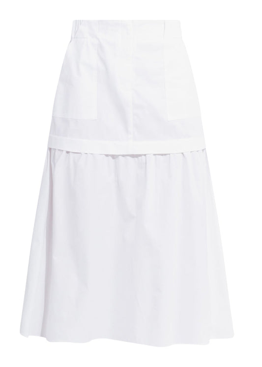 sustainable white midi skirt
elevated basics
designer summer skirt
made in Canada
Wolf and Badger
slow fashion
urban chic style